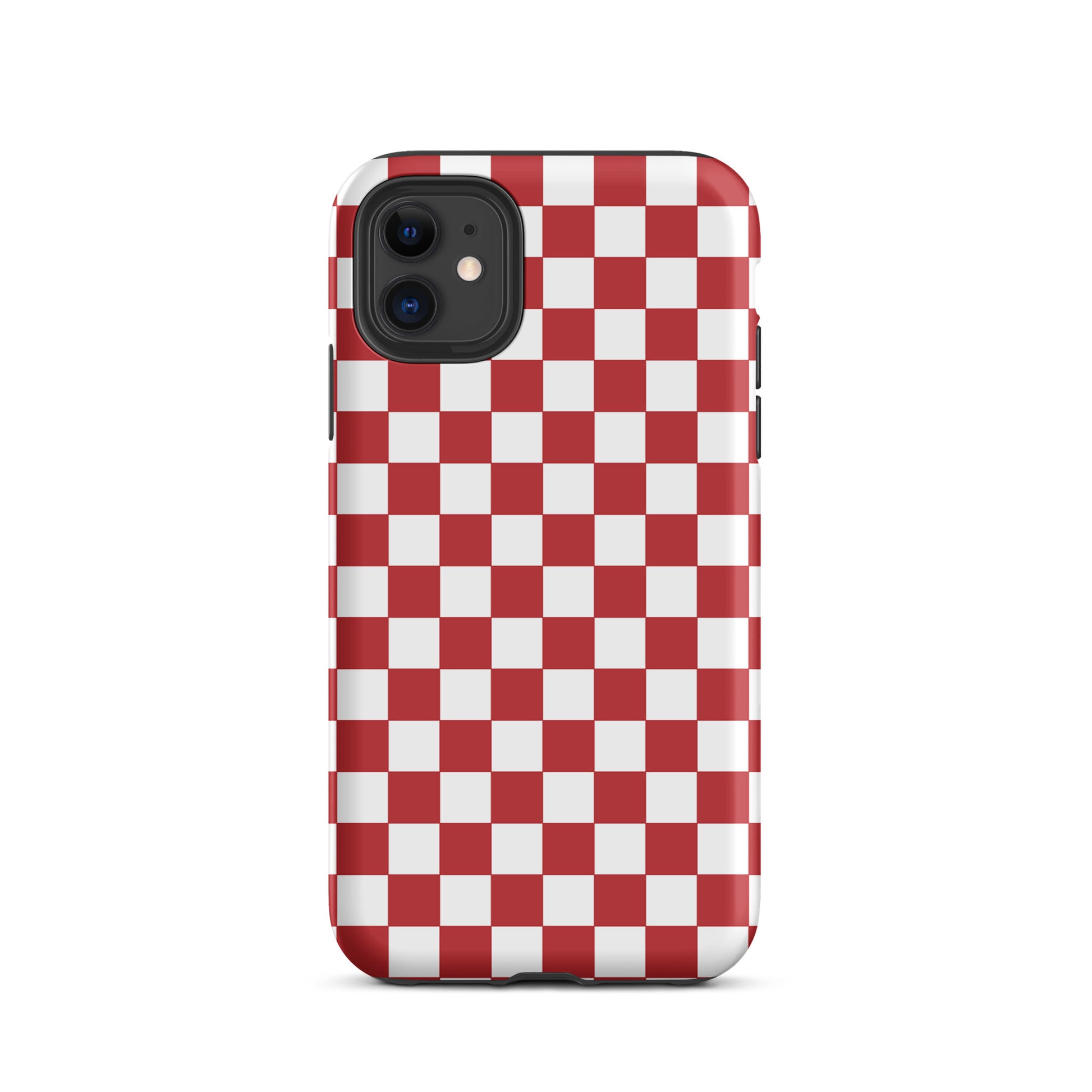 Phone Case for iPhone with crimson red checkered design, adding style and personality to your device.