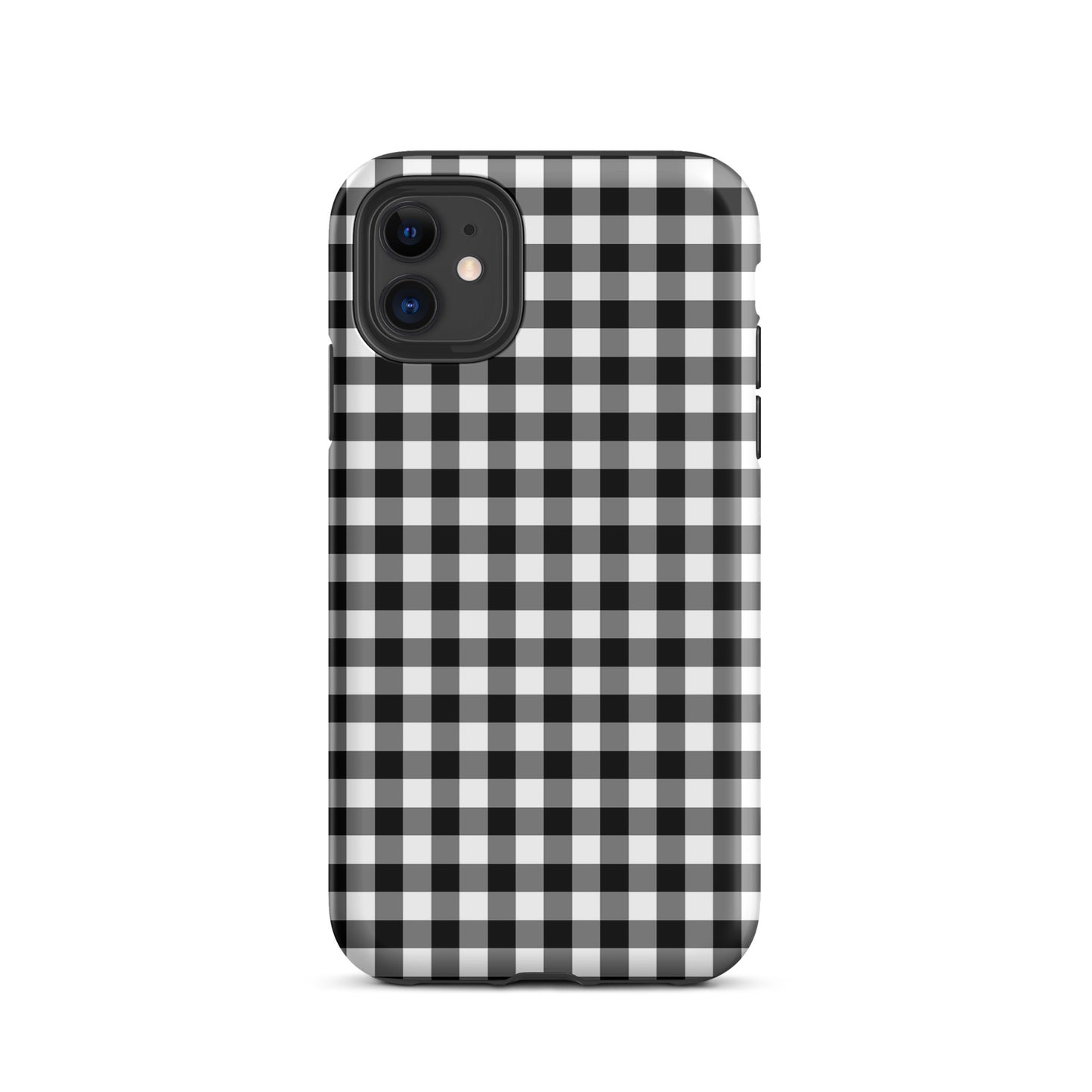 Phone Case with black-and-white gingham pattern for iPhone, offering style and protection.