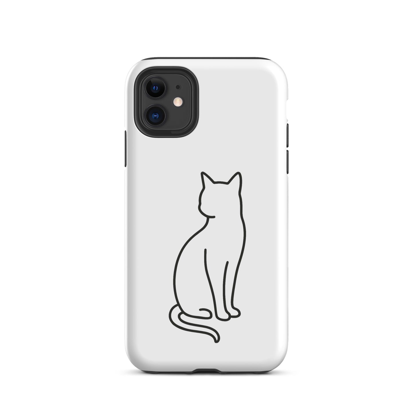 Phone Case with minimalist cat outline for iPhone, perfect for modern pet lovers seeking a stylish and durable mobile accessory.