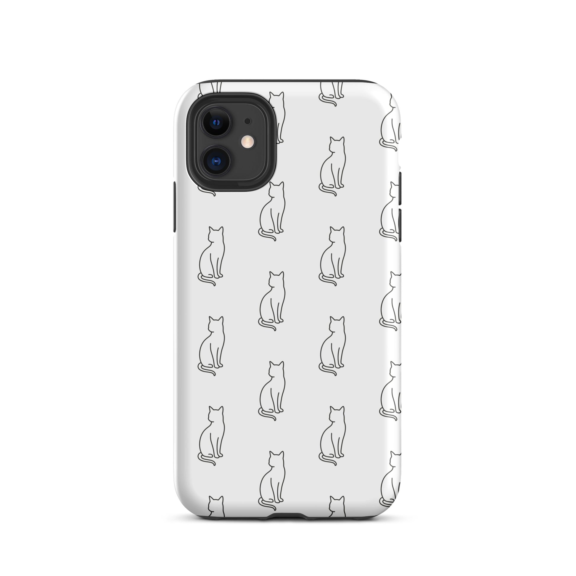 Phone Case for iPhone with minimalist sitting cat pattern, ideal for feline fans seeking charm and protection.