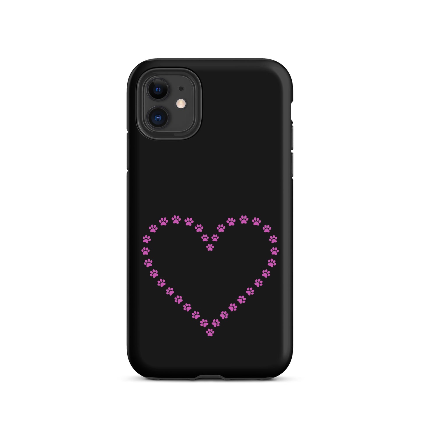 Phone Case with cute paw print heart design for pet lovers, perfect for iPhone, combining playful charm and durability.