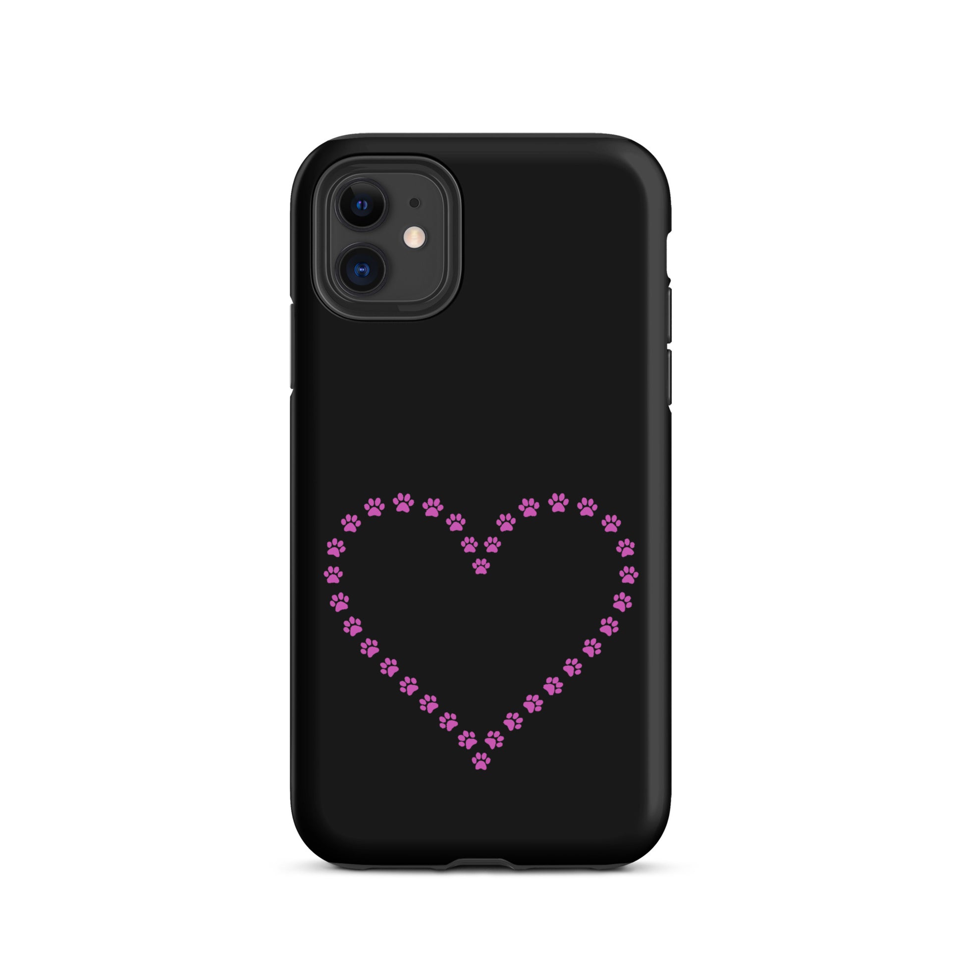 Phone Case with cute paw print heart design for pet lovers, perfect for iPhone, combining playful charm and durability.