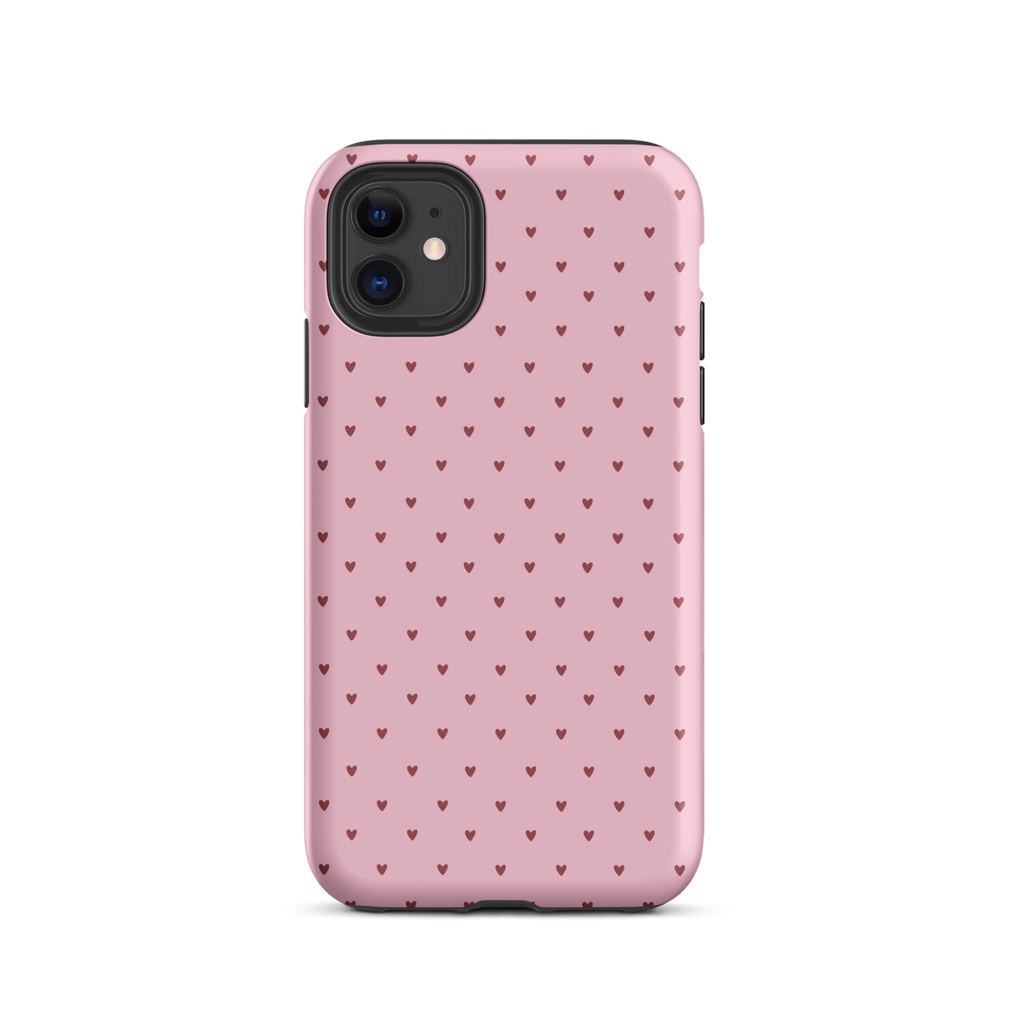 Phone Case for iPhone with heart-dot pattern in pink, showcasing a playful and modern design perfect for style-conscious users.