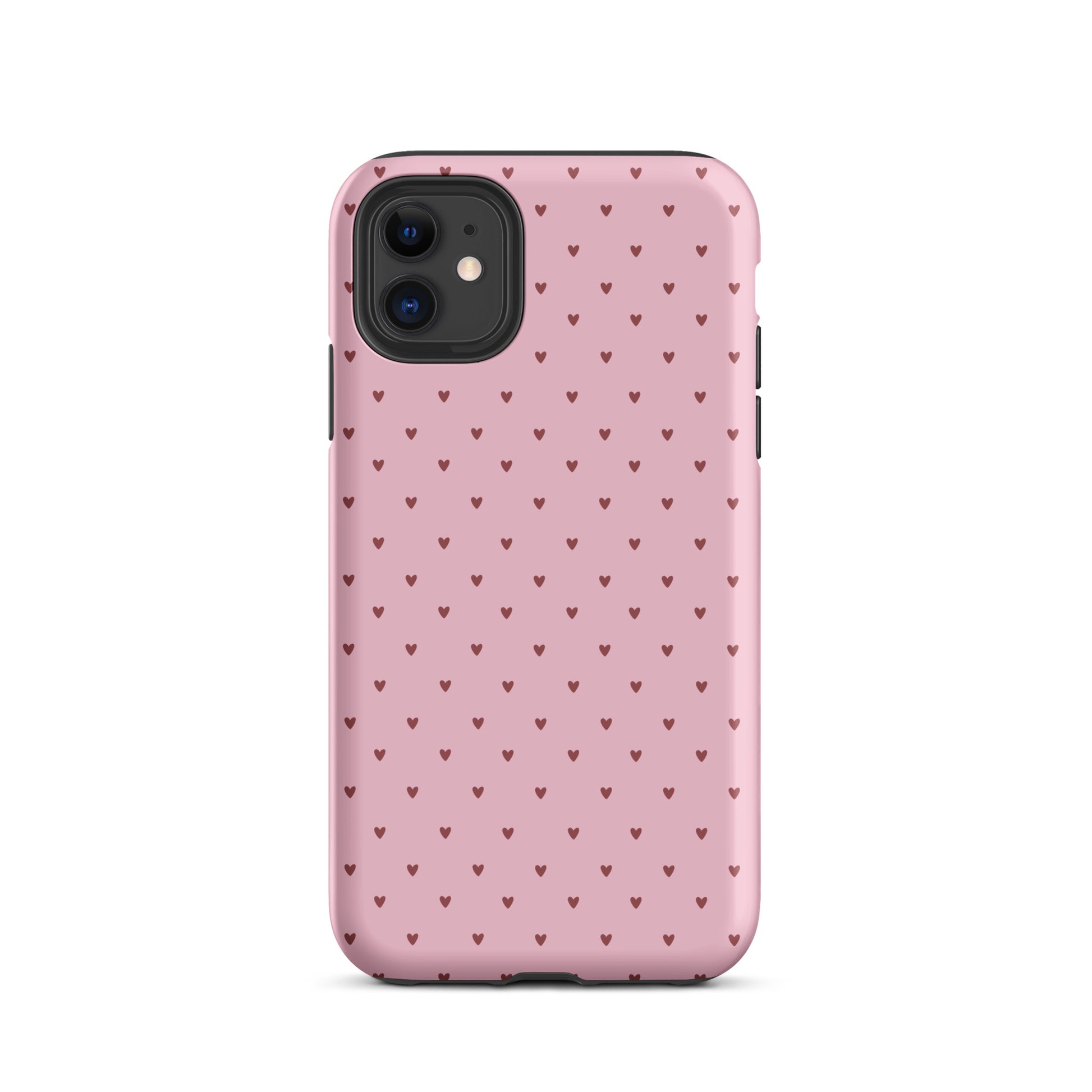 Phone Case for iPhone with heart-dot pattern in pink, showcasing a playful and modern design perfect for style-conscious users.