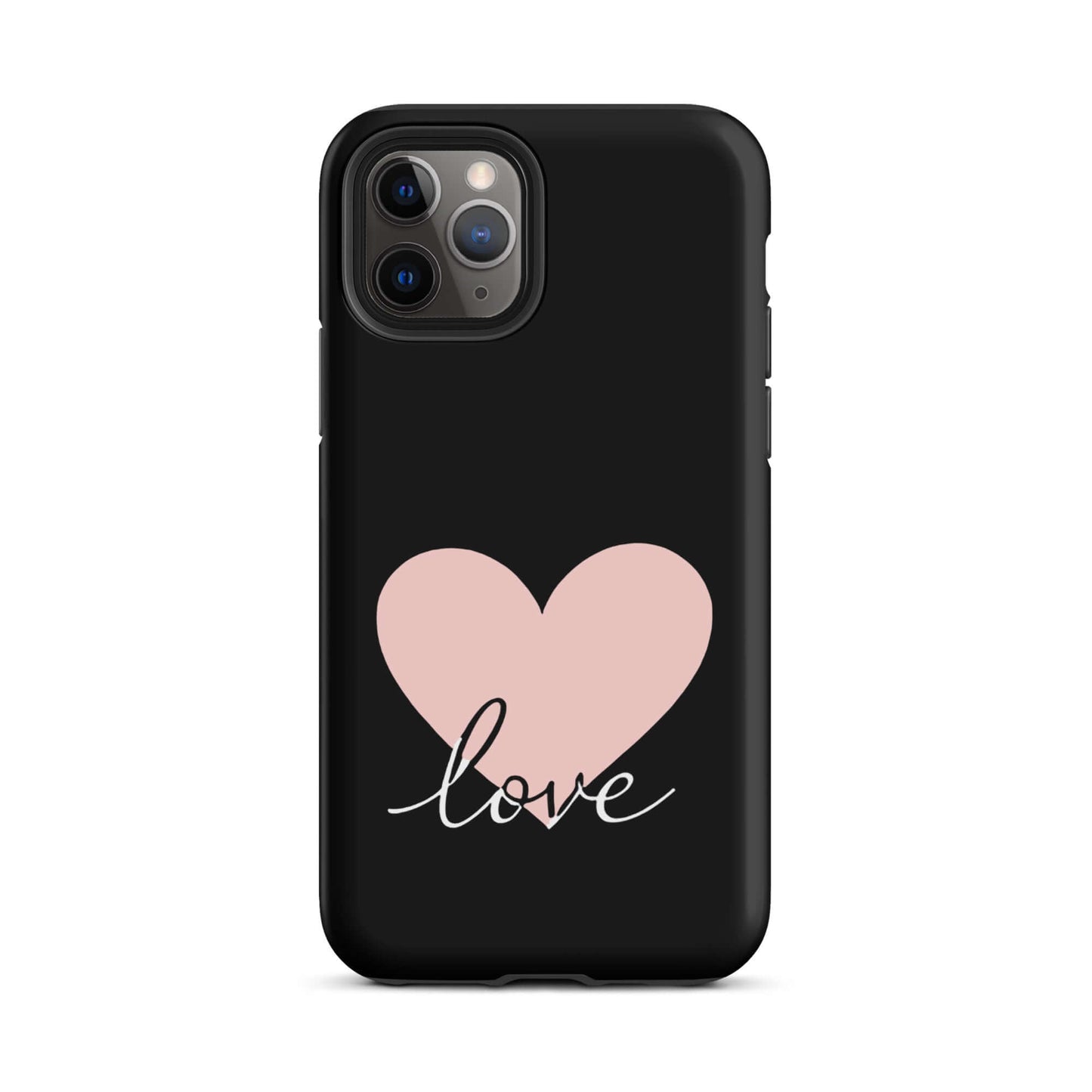 Phone Case for iPhone featuring soft heart and script 'love' design, combining minimalism with romance.