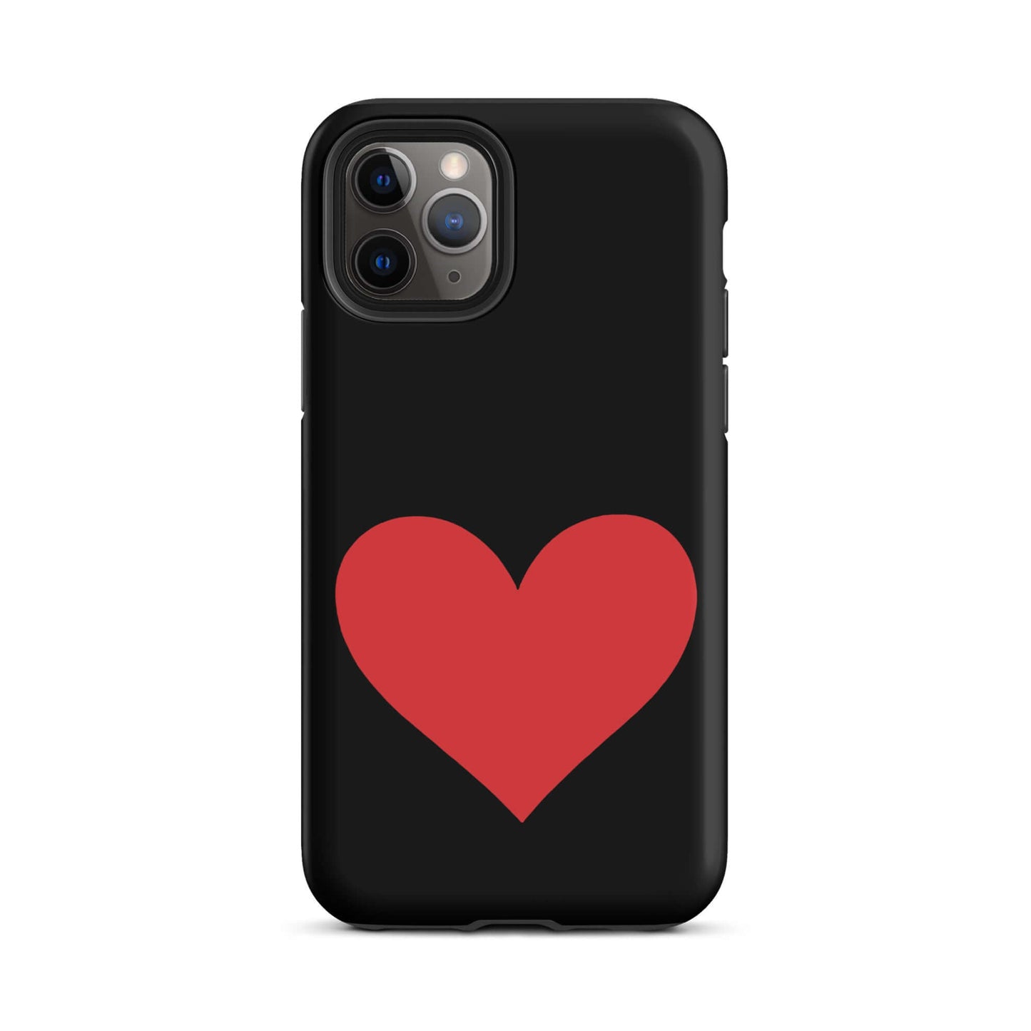 Phone Case for iPhone featuring a bold red heart graphic on a black background.