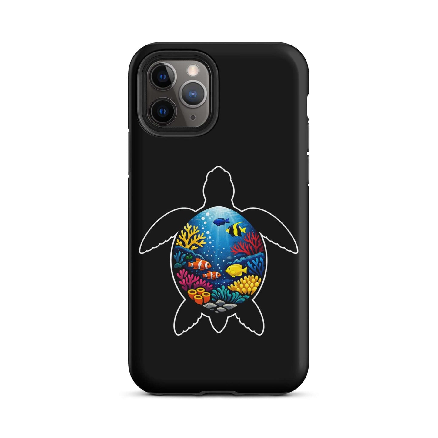 Phone Case featuring vibrant sea turtle reef design with colorful coral and marine life.