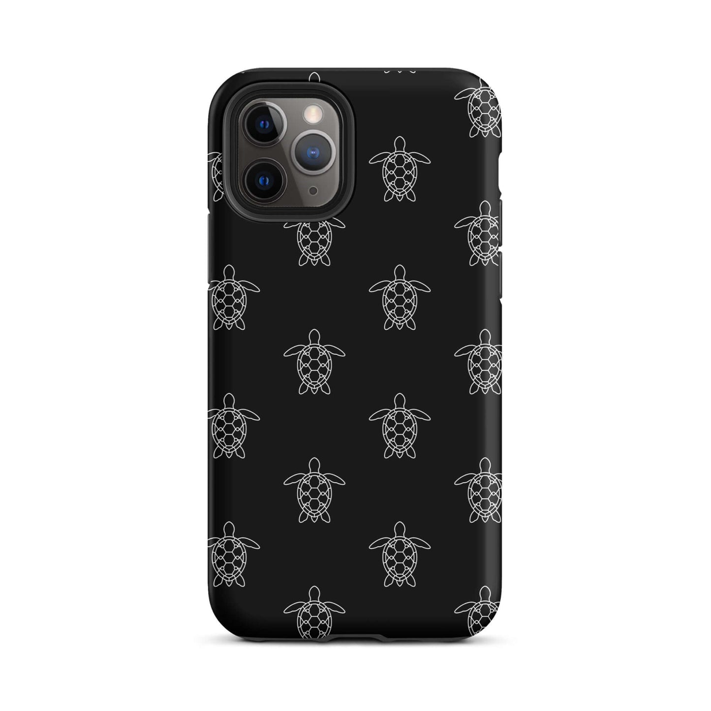 Phone Case for iPhone featuring minimalist sea turtle pattern on a black background.