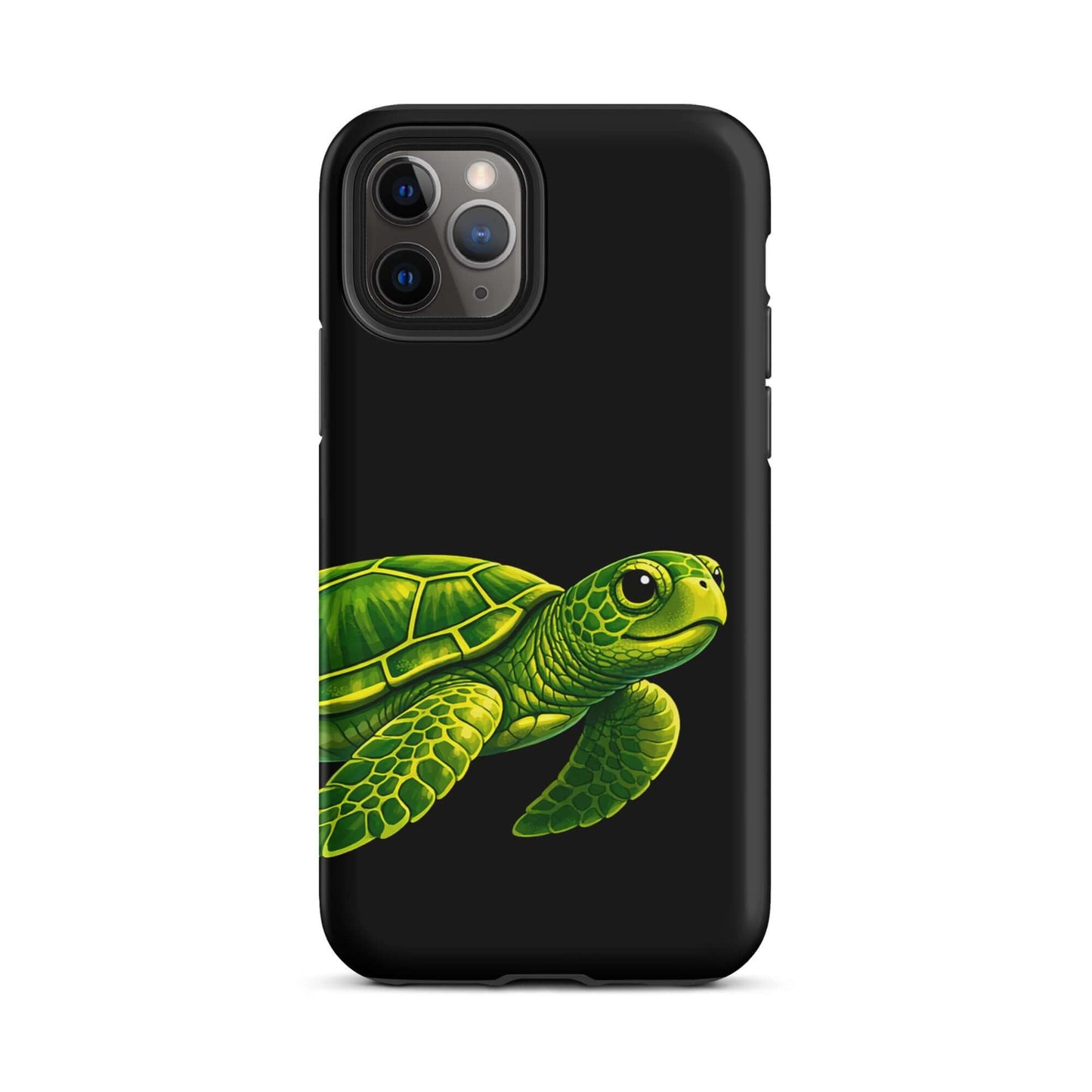 Phone Case featuring a vibrant sea turtle design on a black background for style and protection.