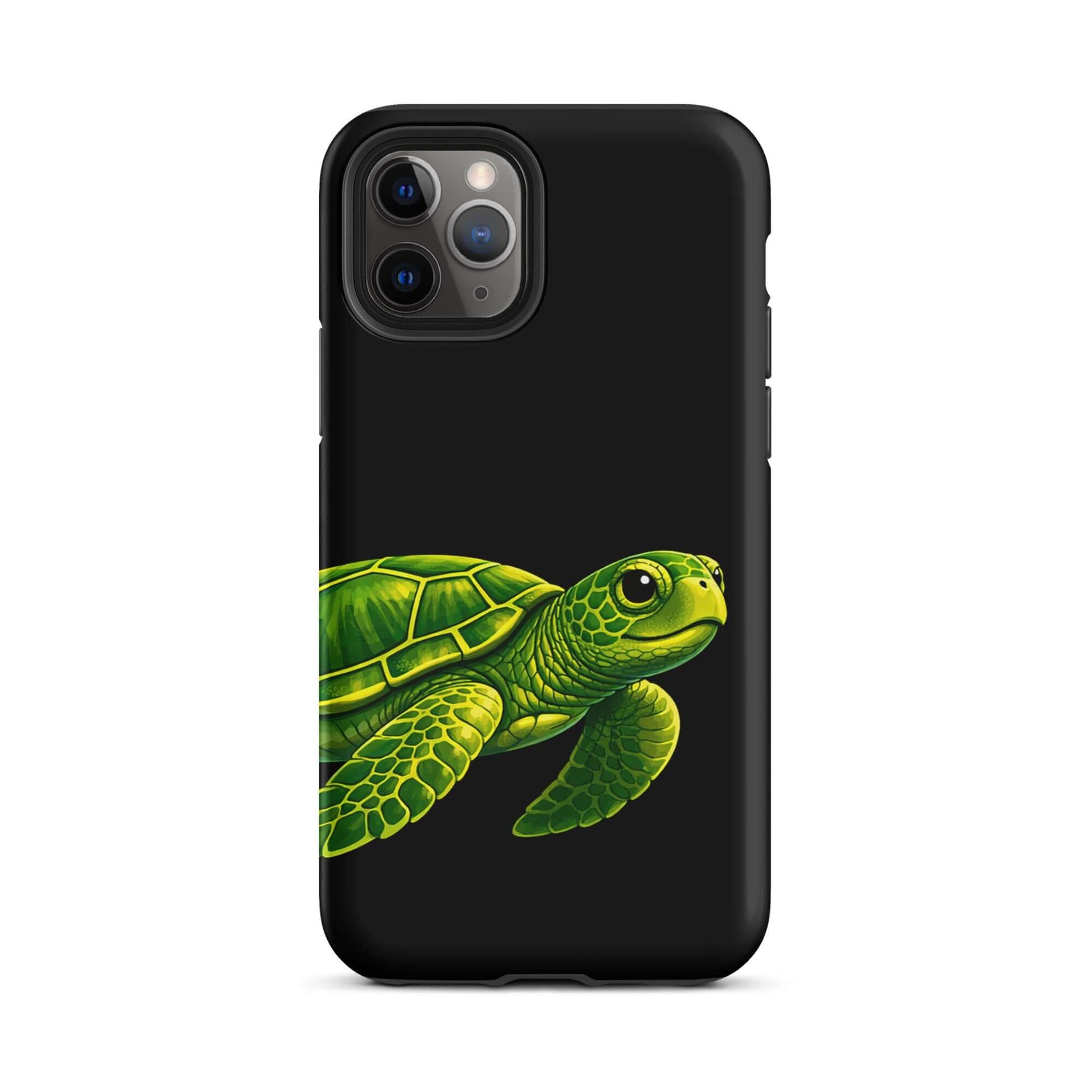 Phone Case featuring a vibrant sea turtle design on a black background for style and protection.