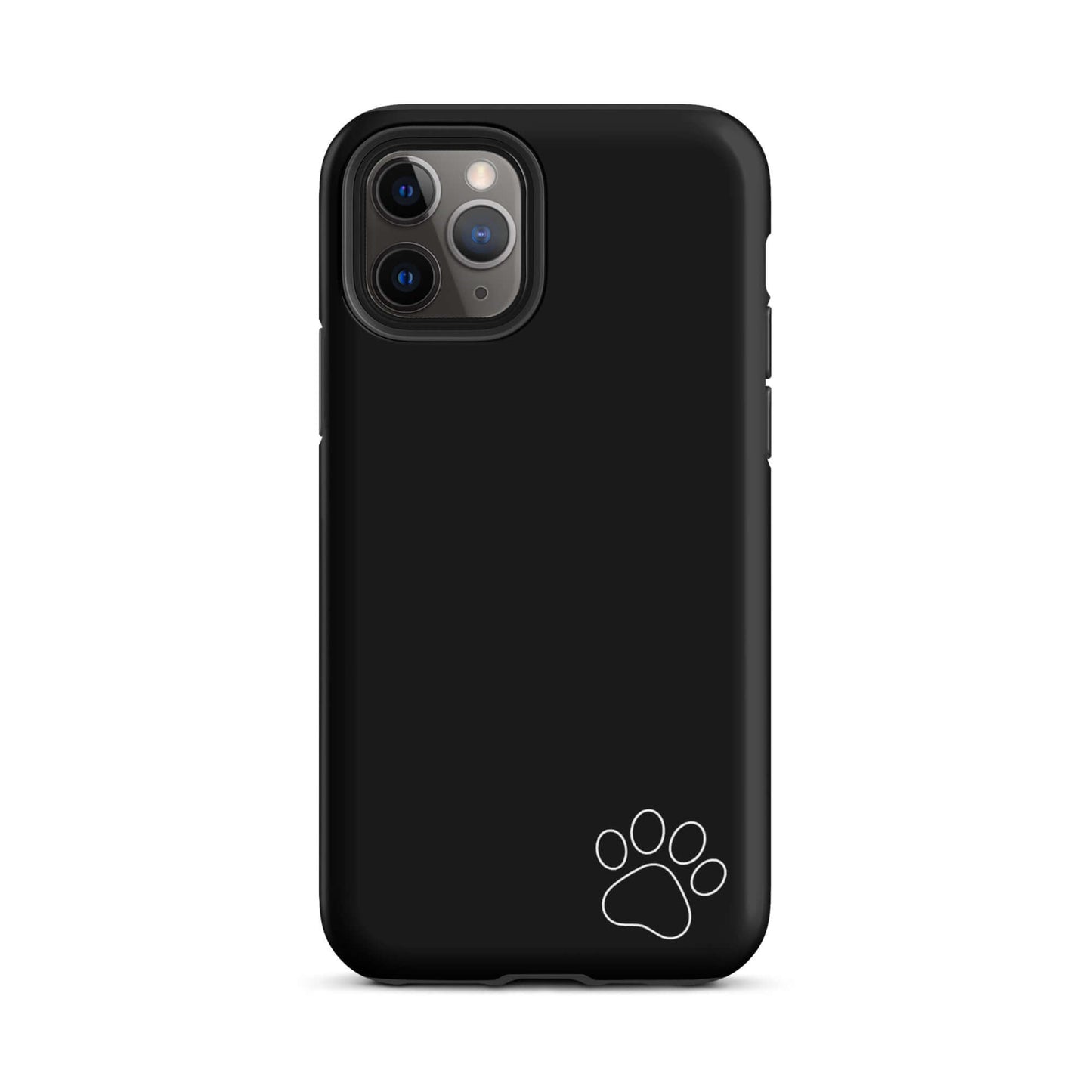 Phone Case for iPhone with minimalist black design and white paw print in the corner.
