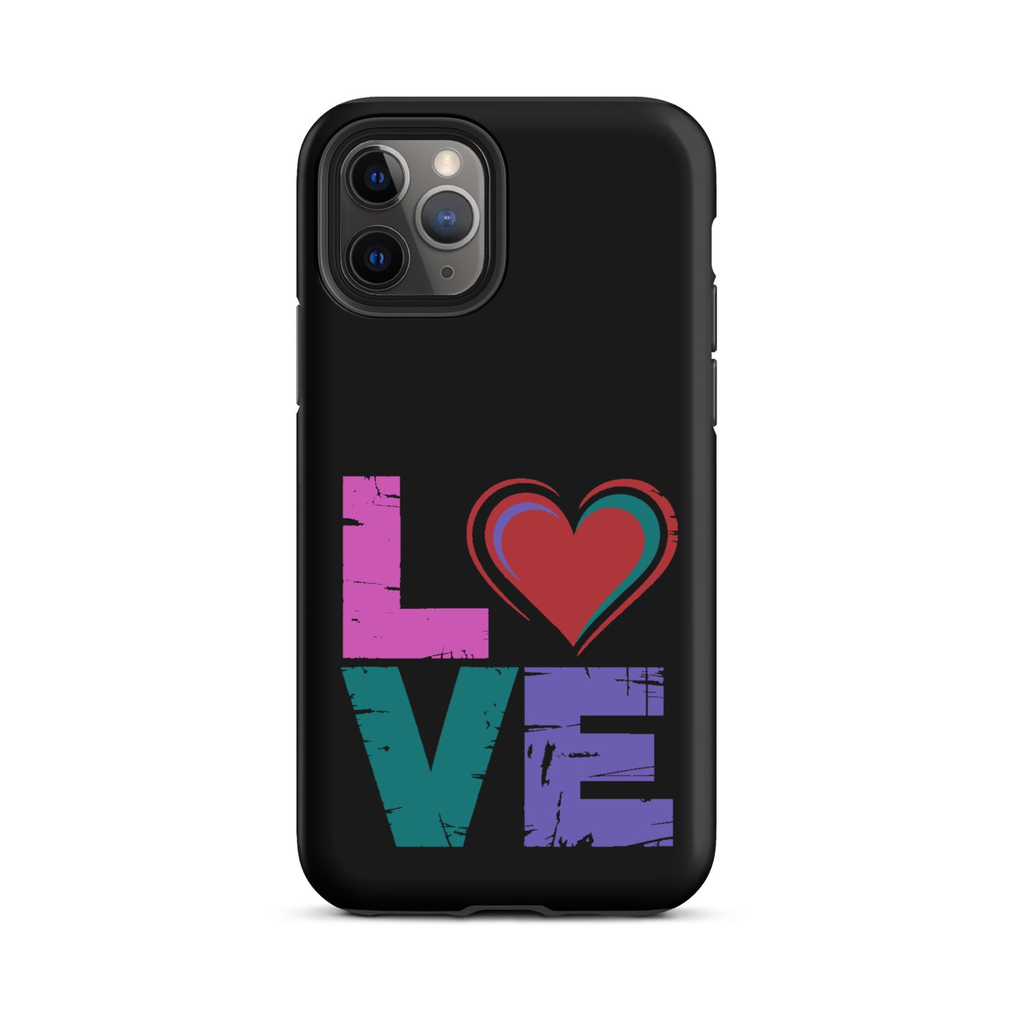 Love Dual Layer Tough Case for iPhones with heart design replacing 'o'