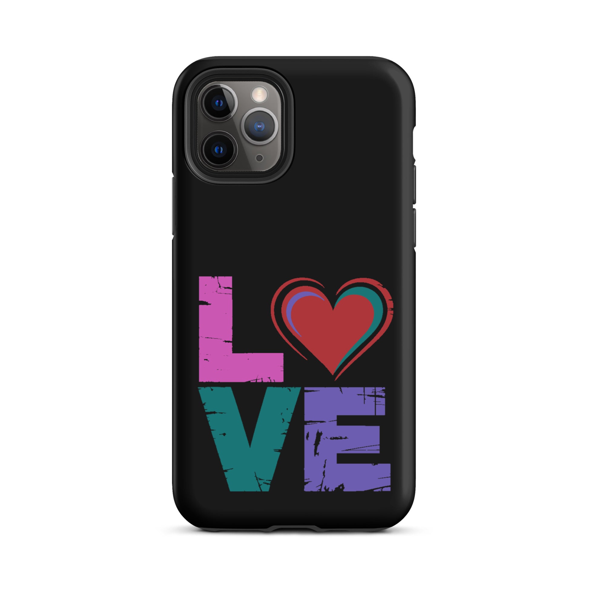 Love Dual Layer Tough Case for iPhones with heart design replacing 'o'