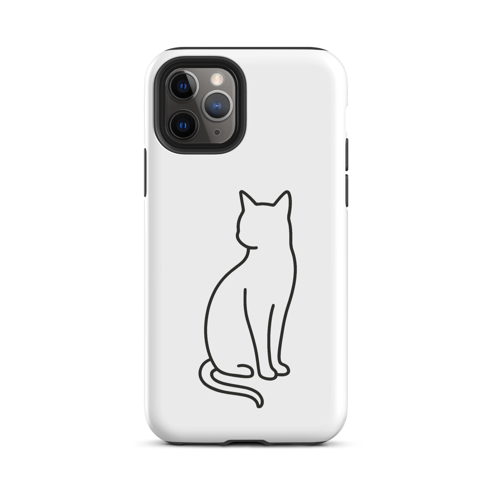 Phone Case with minimalist sitting cat design for iPhone, ideal for modern pet lovers seeking robust protection and chic style.