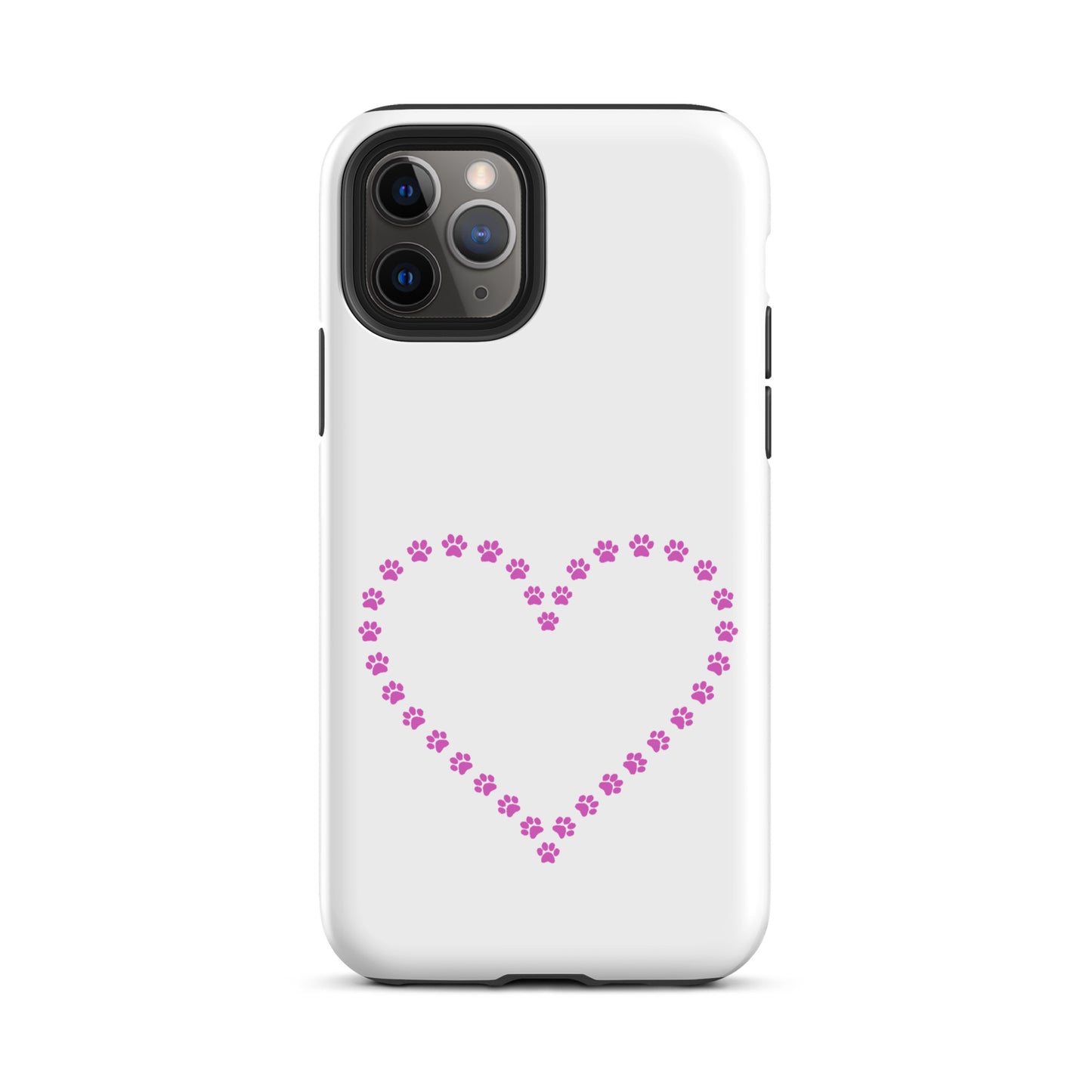 Phone Case for iPhone with heart-shaped pink paw print design, perfect for pet lovers and cat or dog owners seeking cute, minimalist styles.