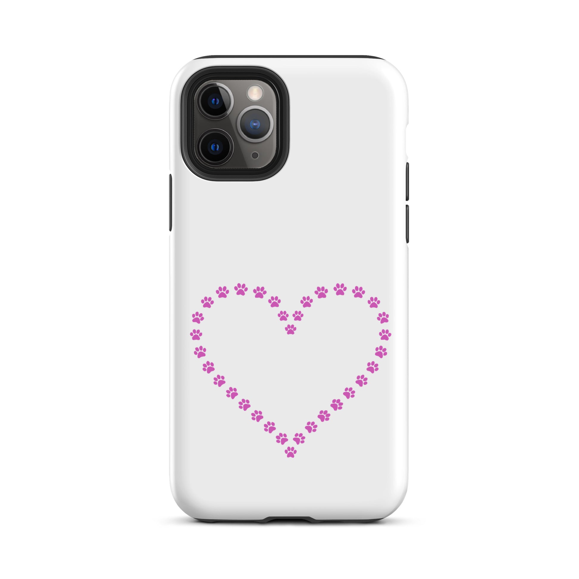Phone Case for iPhone with heart-shaped pink paw print design, perfect for pet lovers and cat or dog owners seeking cute, minimalist styles.