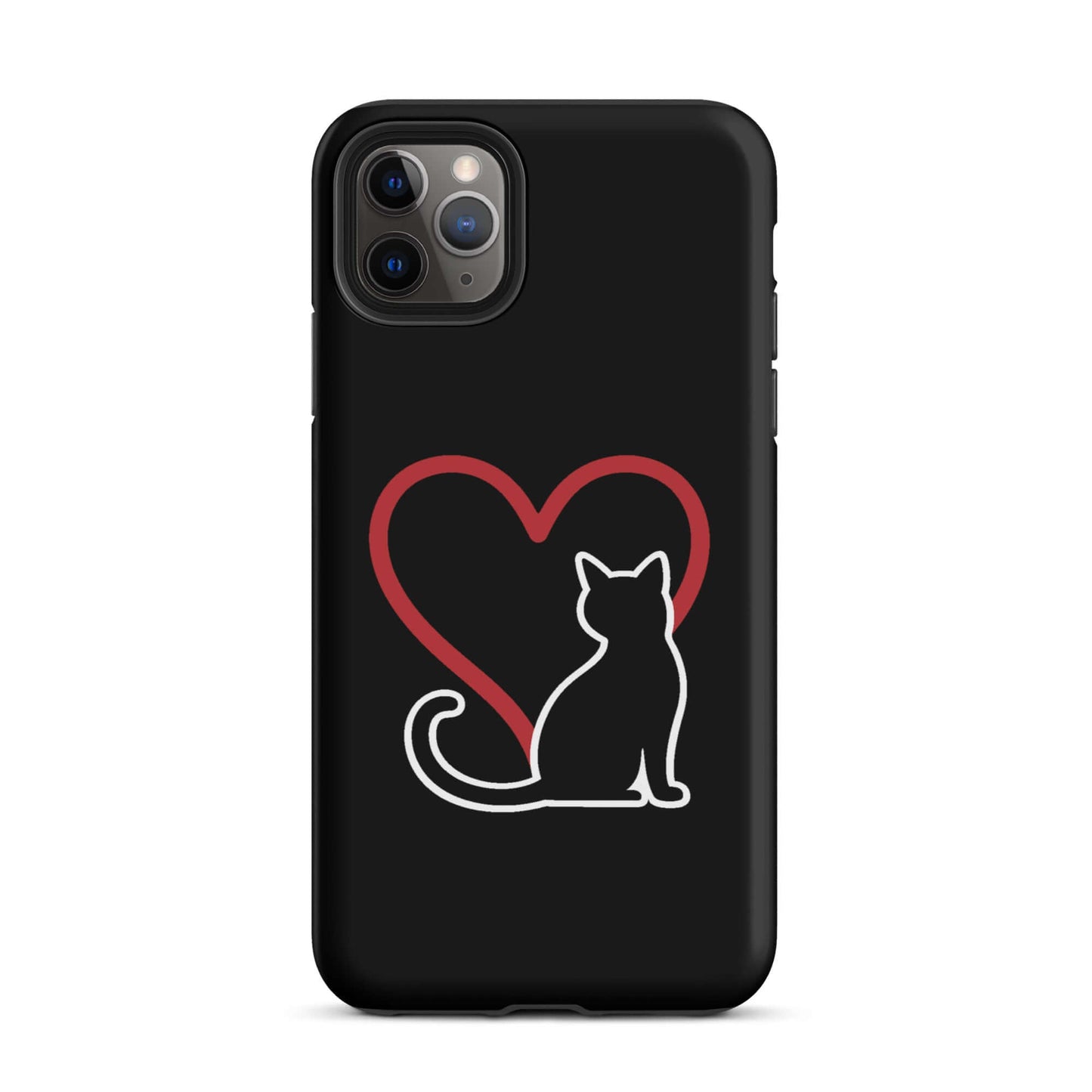 Phone Case for iPhone featuring a minimalist cat design and heart symbol, perfect for cat lovers.