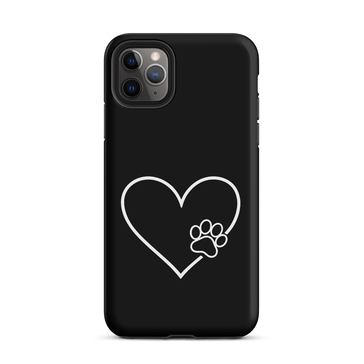 Phone Case for iPhone with white heart and paw print design, perfect for pet lovers, combining style and protection for tech enthusiasts.
