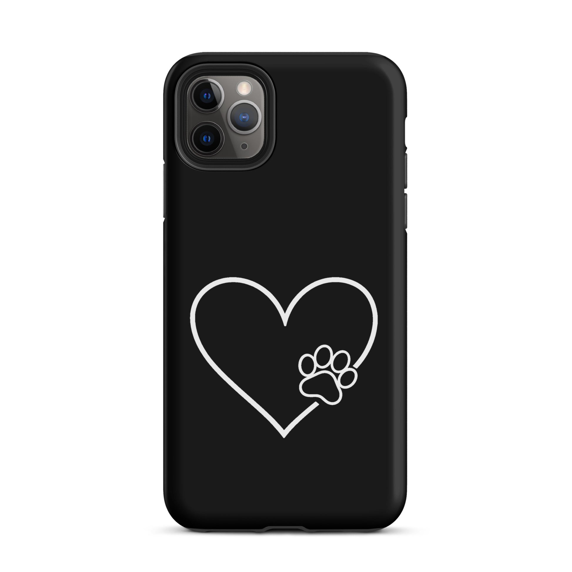 Phone Case for iPhone with white heart and paw print design, perfect for pet lovers, combining style and protection for tech enthusiasts.