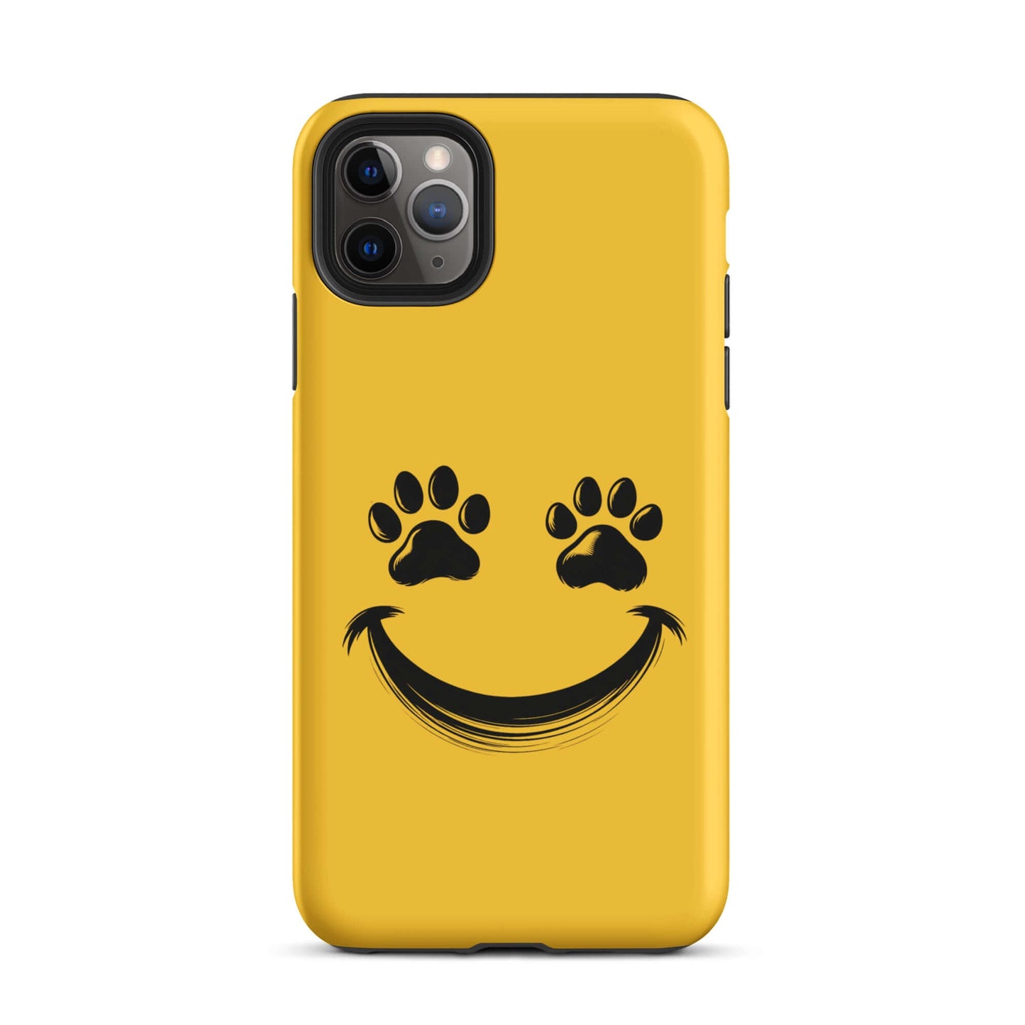 Phone Case for iPhone with smiley face and paw prints design, perfect for pet lovers seeking playful and durable device accessories.