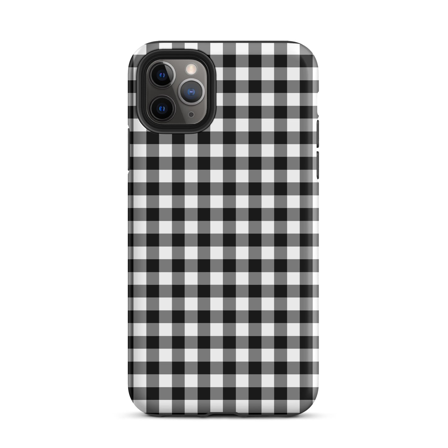 Phone Case with black and white gingham pattern for iPhone, offering stylish protection and charm.