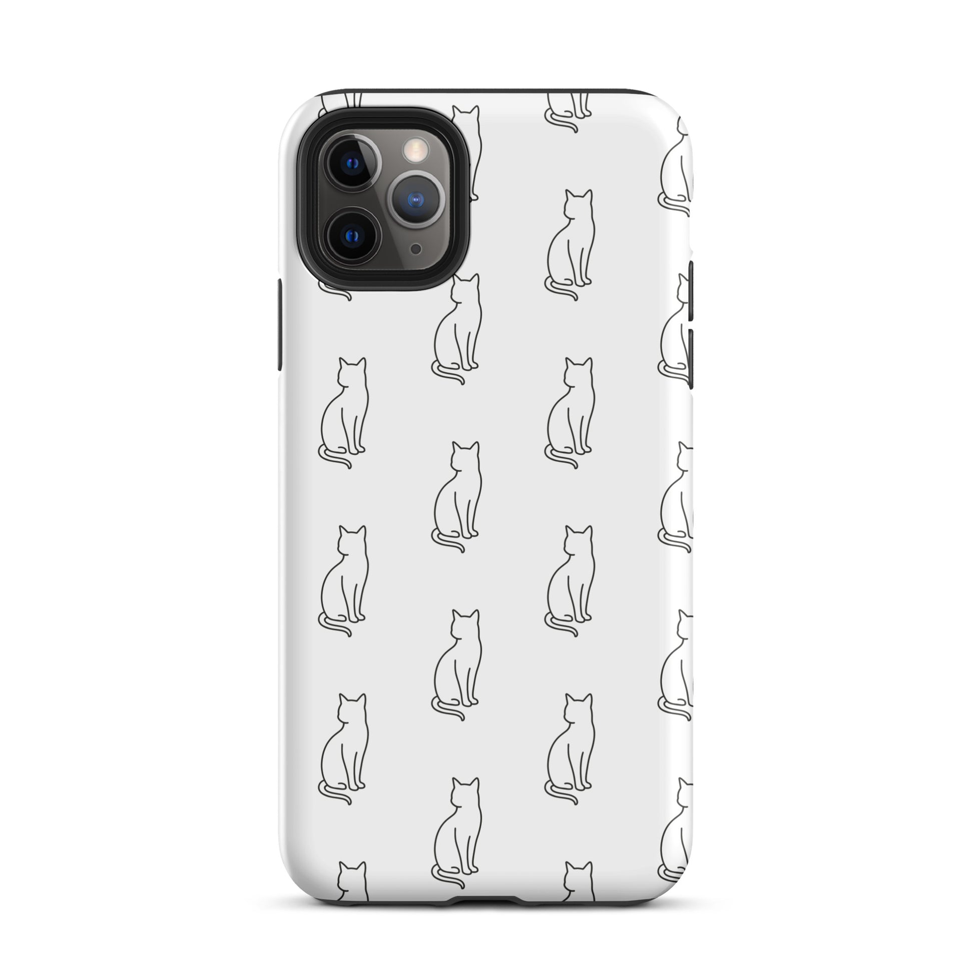 Phone Case with minimalist sitting cat pattern for iPhone, ideal for feline fans who appreciate clean aesthetics and elegant design.
