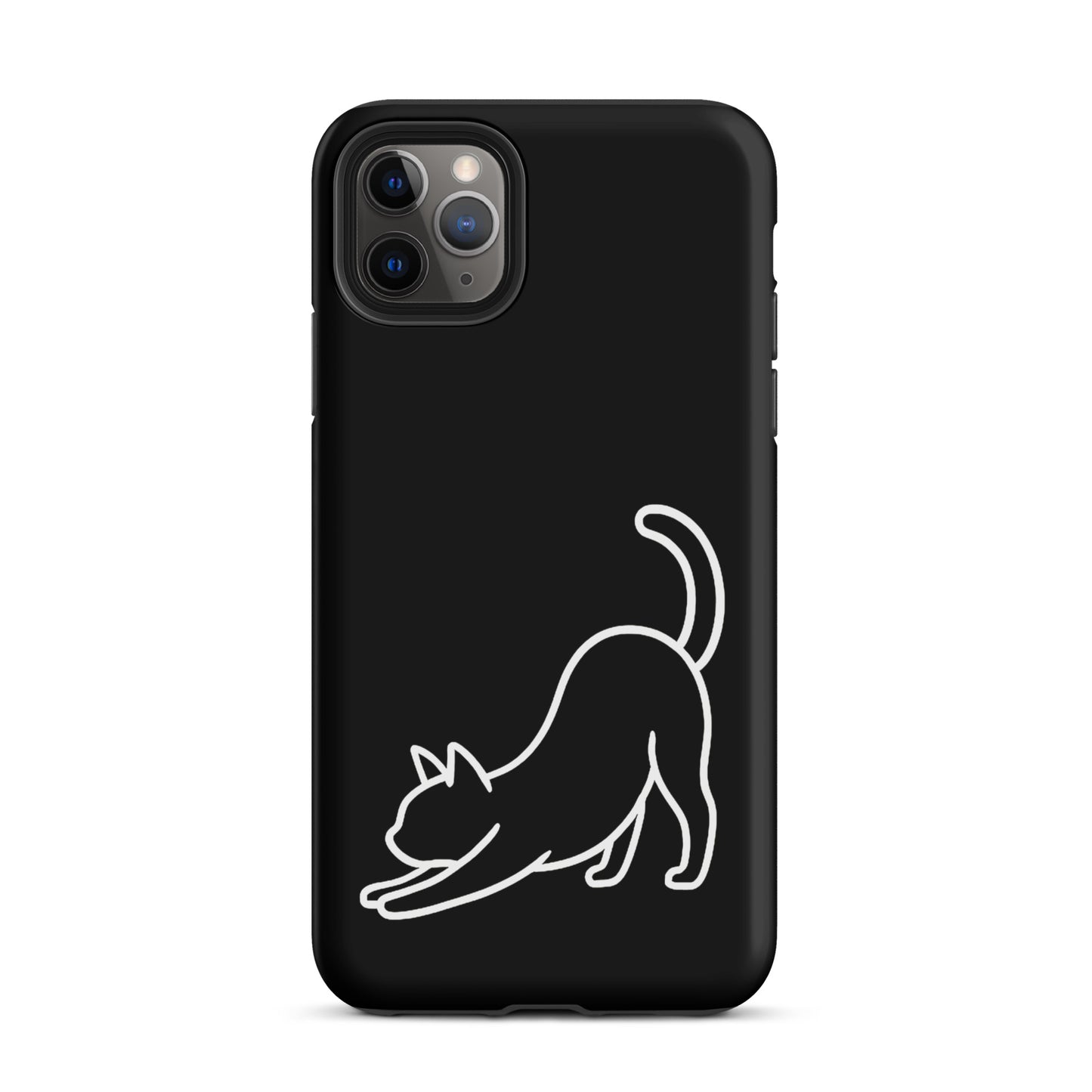 Phone Case for iPhone with minimalist stretching cat design, combining cat lover aesthetics with durable protection.