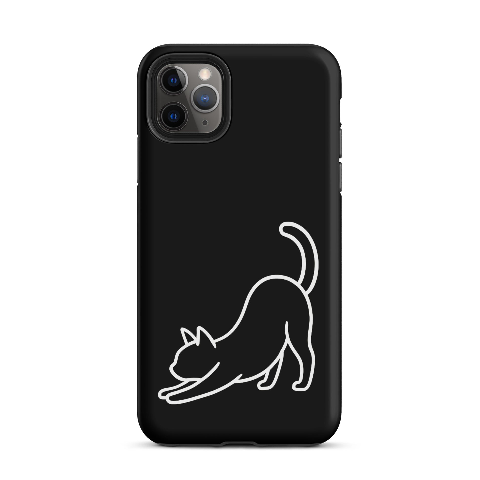 Phone Case for iPhone with minimalist stretching cat design, combining cat lover aesthetics with durable protection.