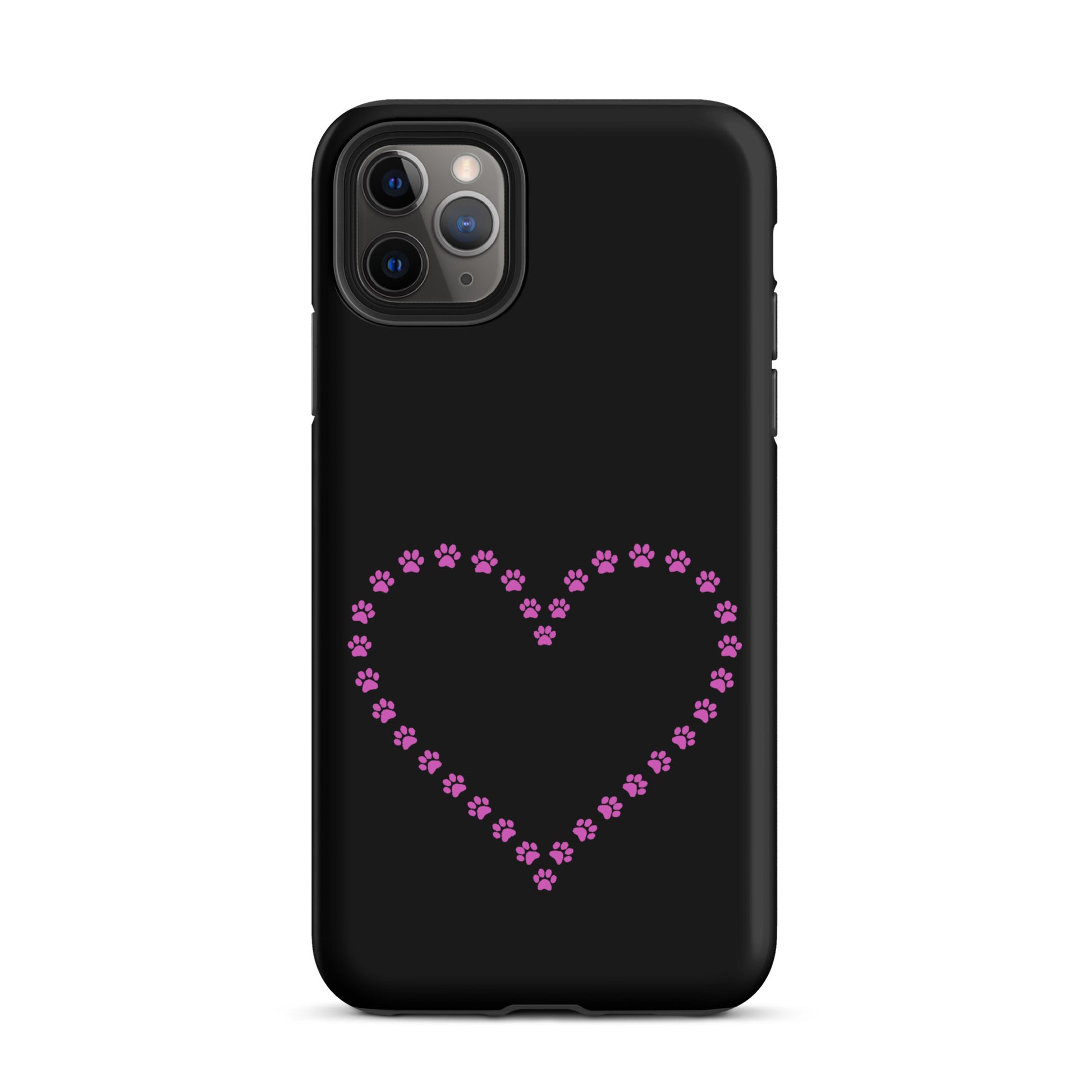 Phone Case for iPhone with pink paw print heart design, perfect for pet lovers and offering durable protection, featuring playful charm.