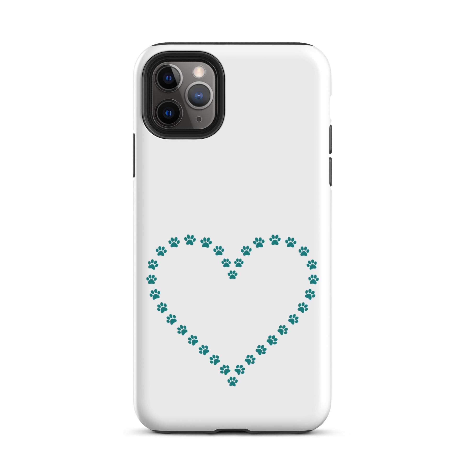 Phone Case for iPhone with cute paw print heart design, perfect for pet lovers seeking durable and playful charm.