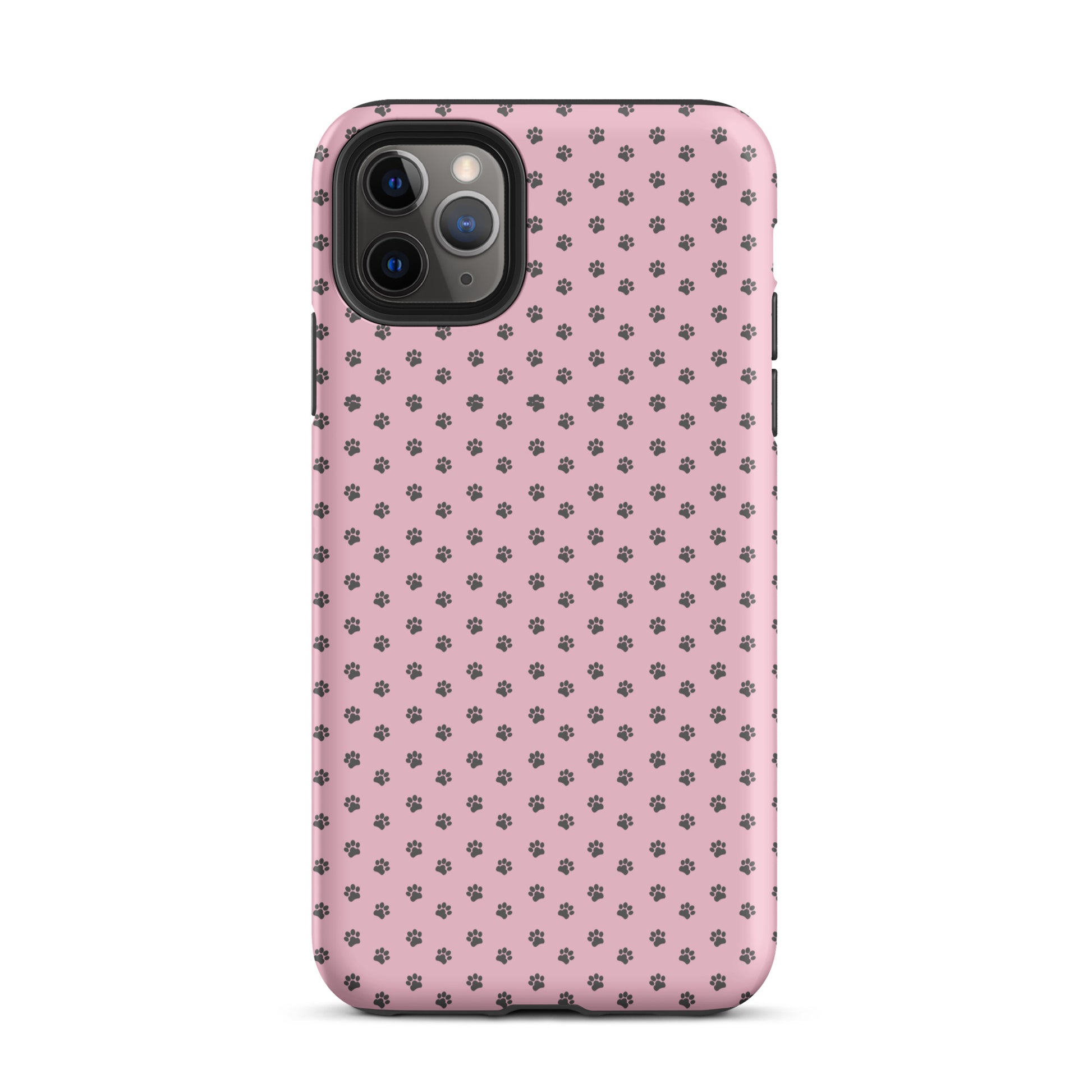 Phone Case for iPhone with paw print design on soft pink background, perfect for pet lovers seeking playful protection.