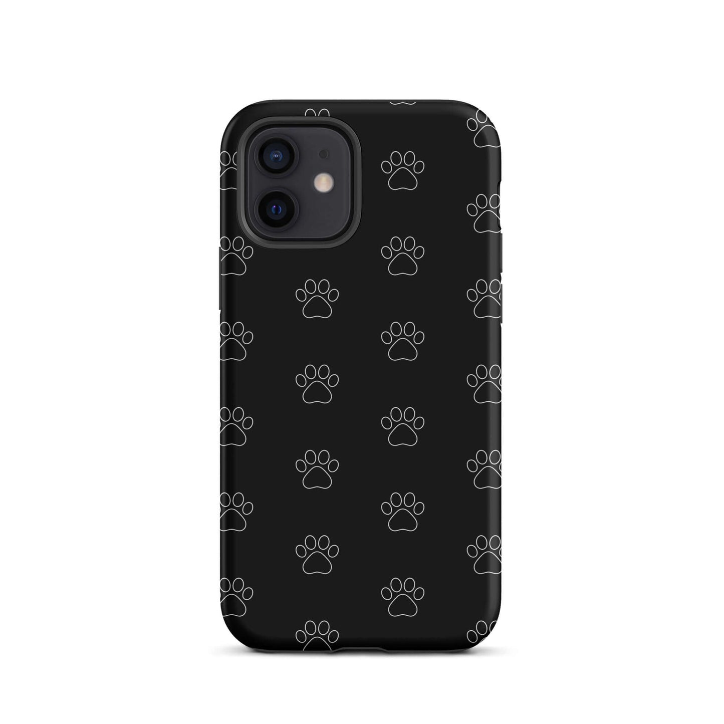 Phone Case for iPhone with a paw print pattern in black, perfect for pet lovers, blending style and practicality.
