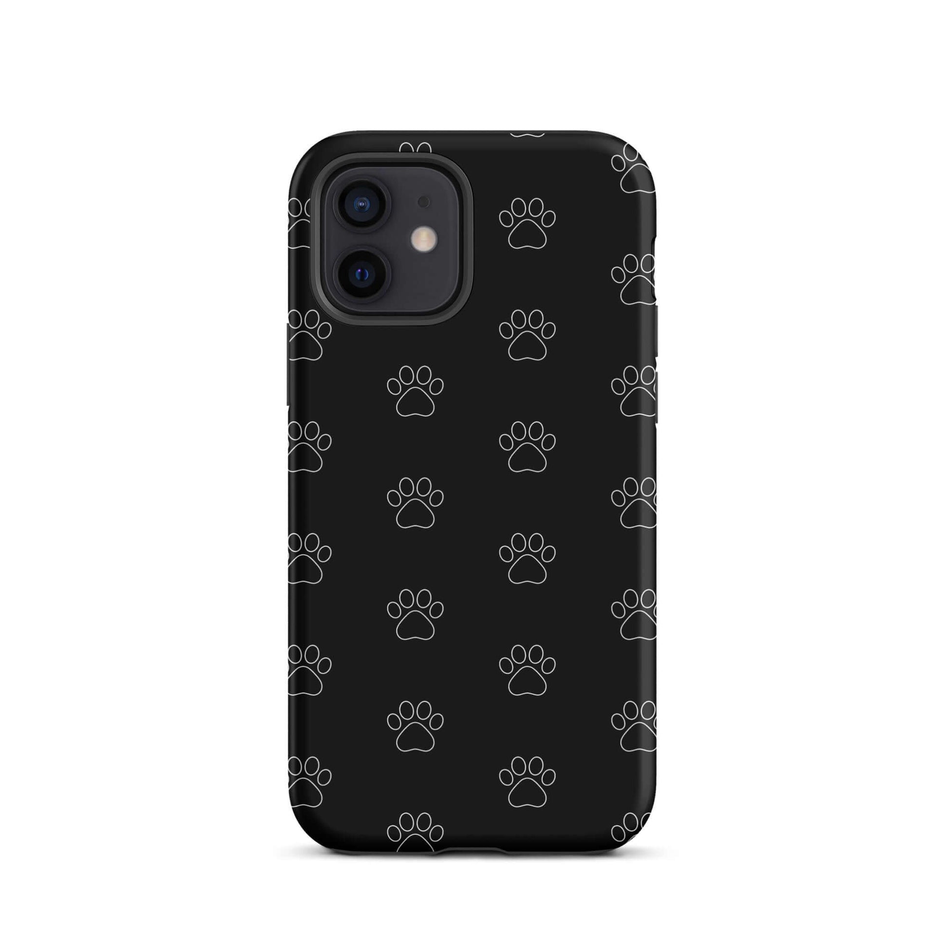 Phone Case for iPhone with a paw print pattern in black, perfect for pet lovers, blending style and practicality.