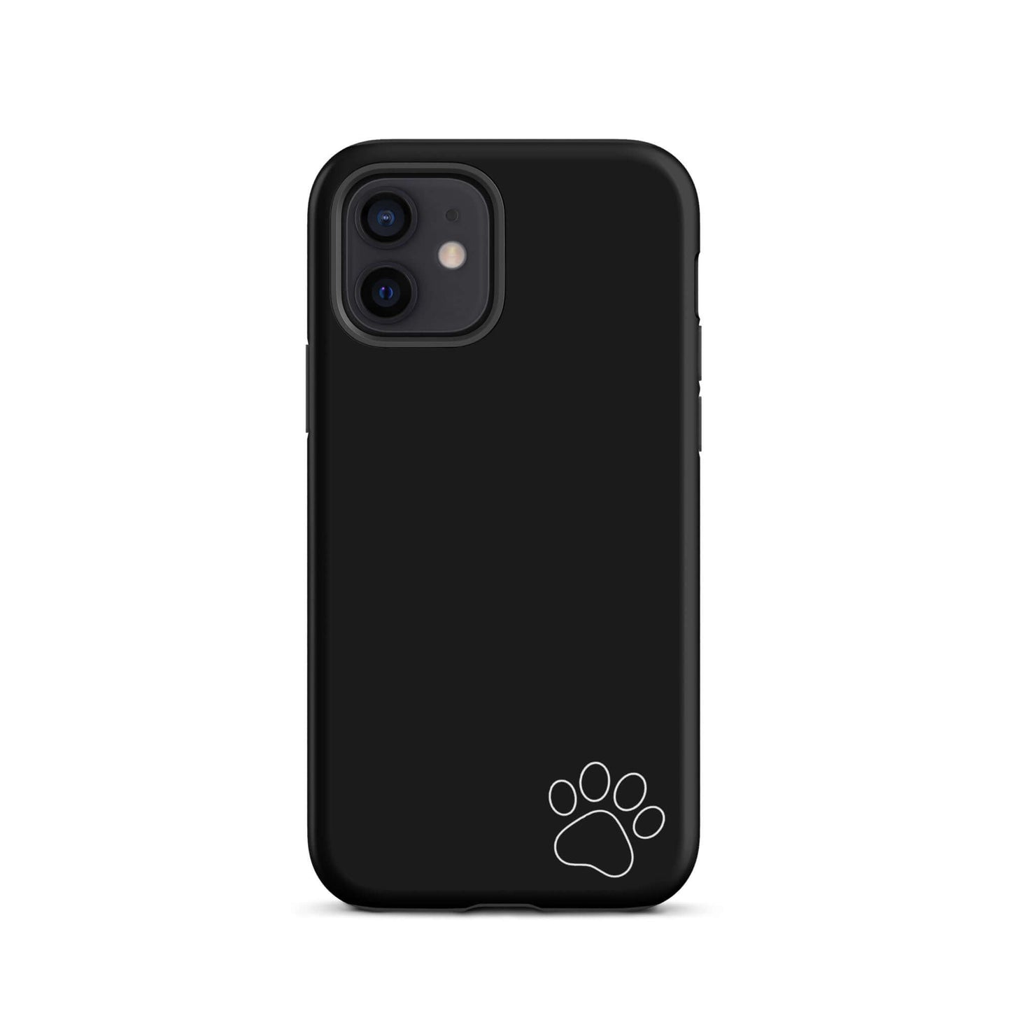 Phone Case for iPhone with black minimalist design and white paw print detail