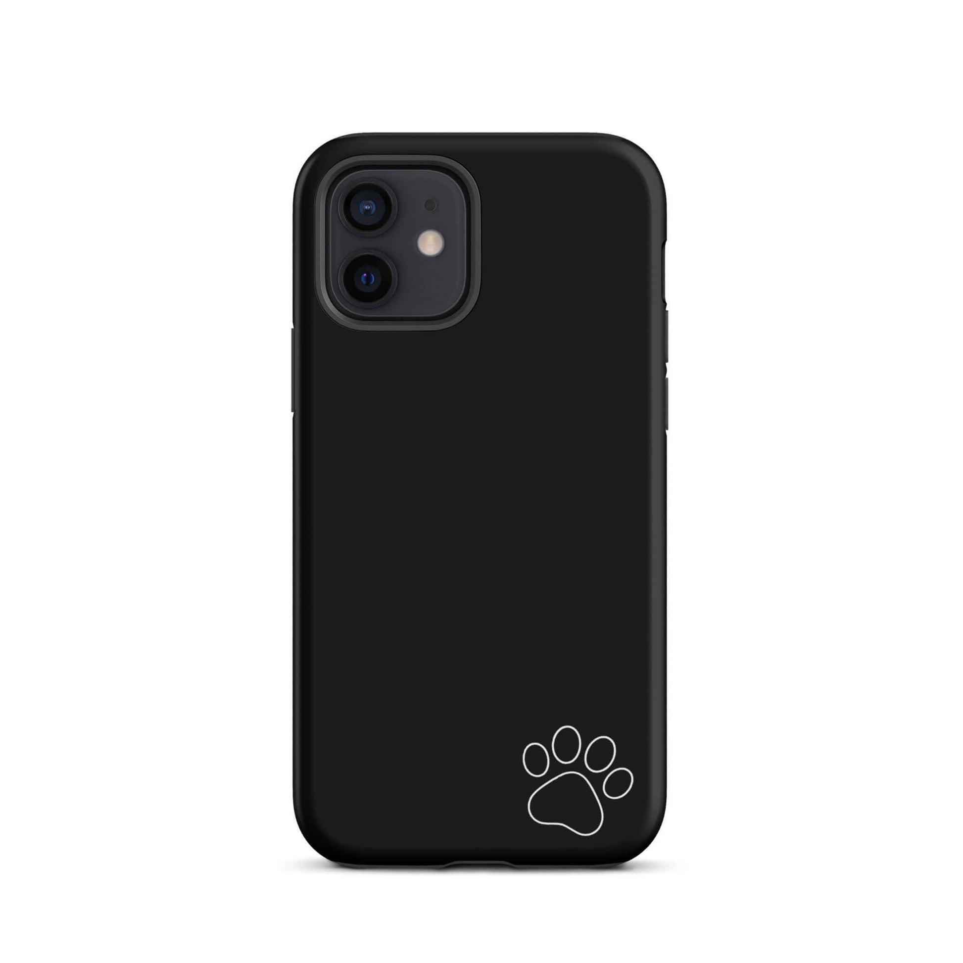 Phone Case for iPhone with black minimalist design and white paw print detail