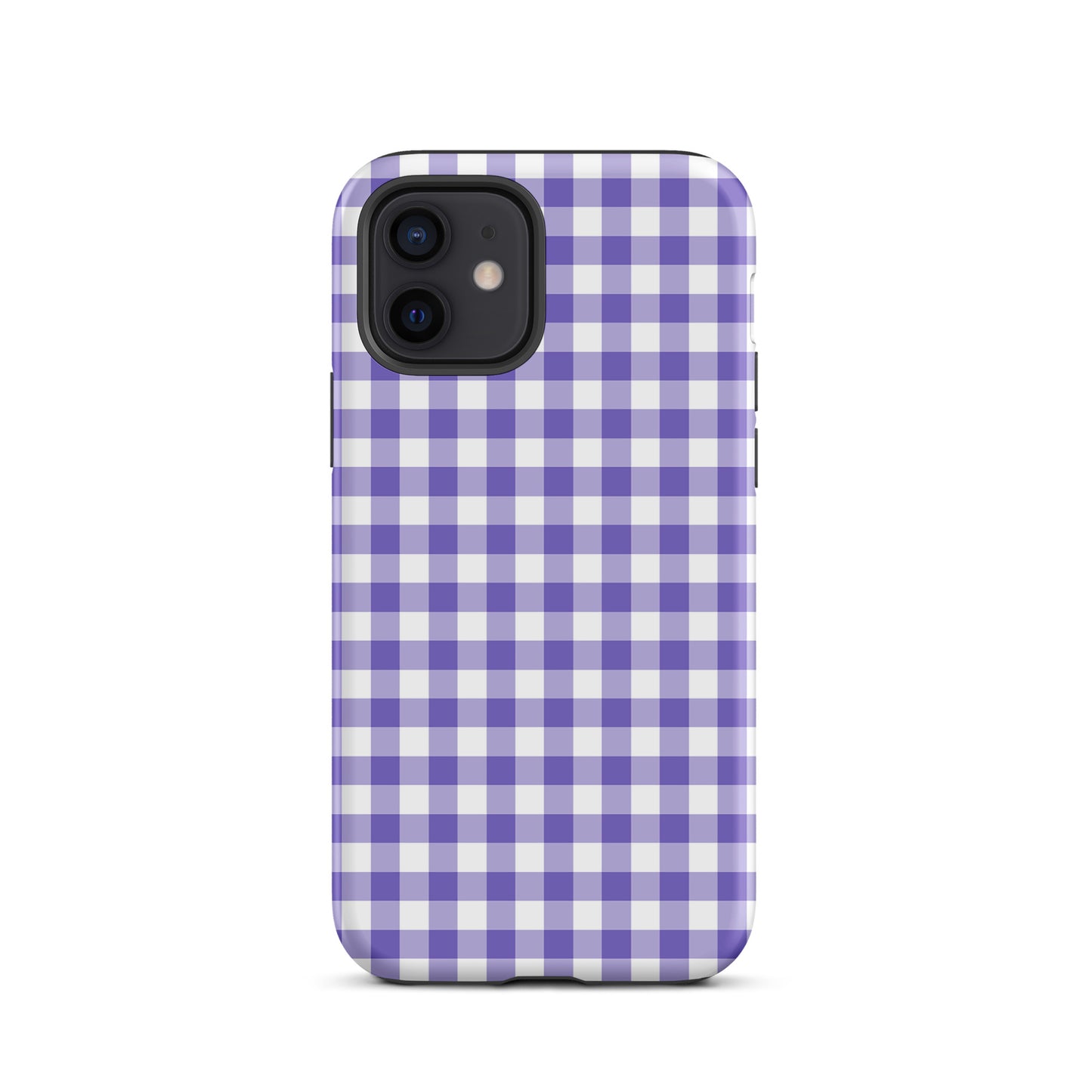 Purple and white gingham Phone Case for iPhone, blending playful charm and durability.