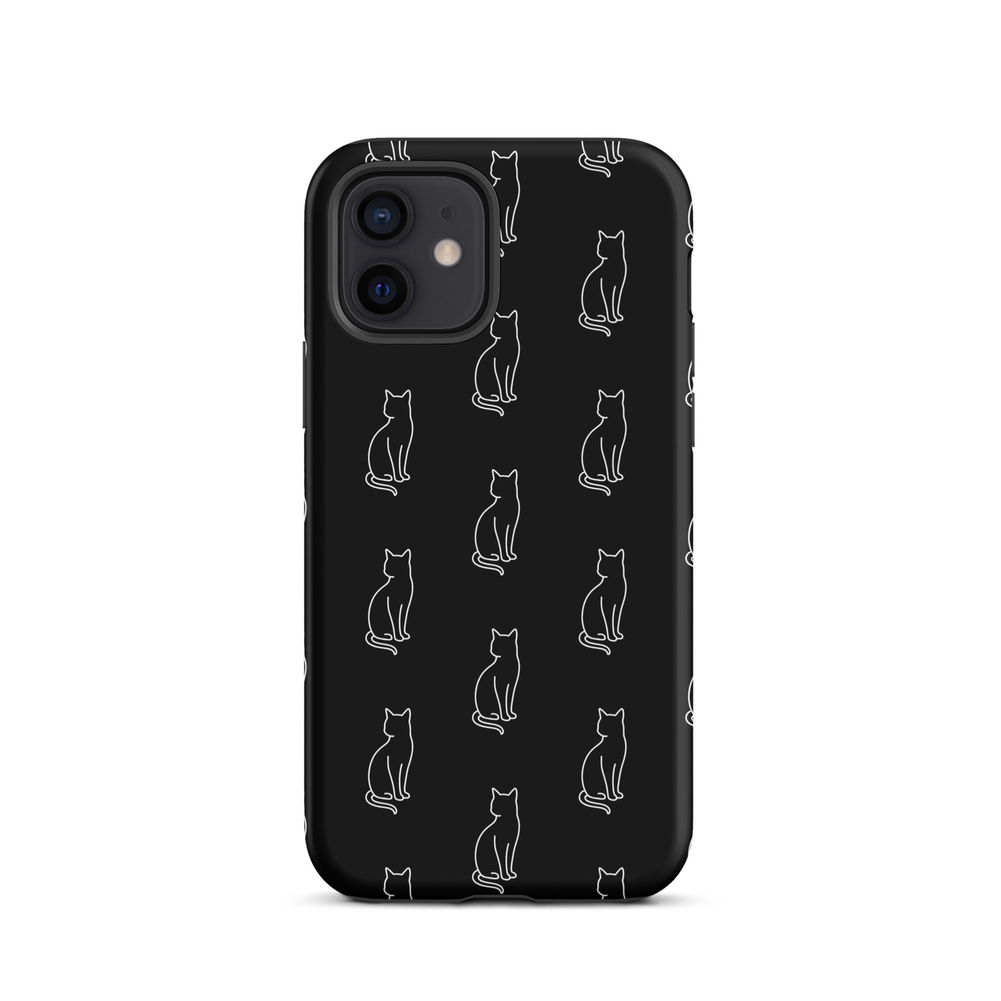 Phone Case with minimalist sitting cat pattern for iPhone fans
