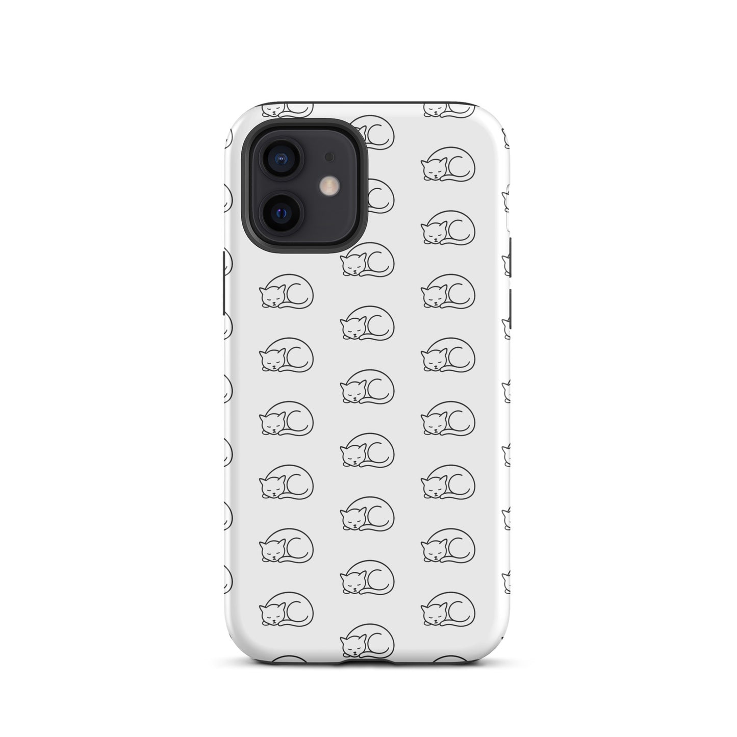 Phone Case for iPhone with curled-up cat pattern for feline fans, offering stylish protection and charm for cat lovers.
