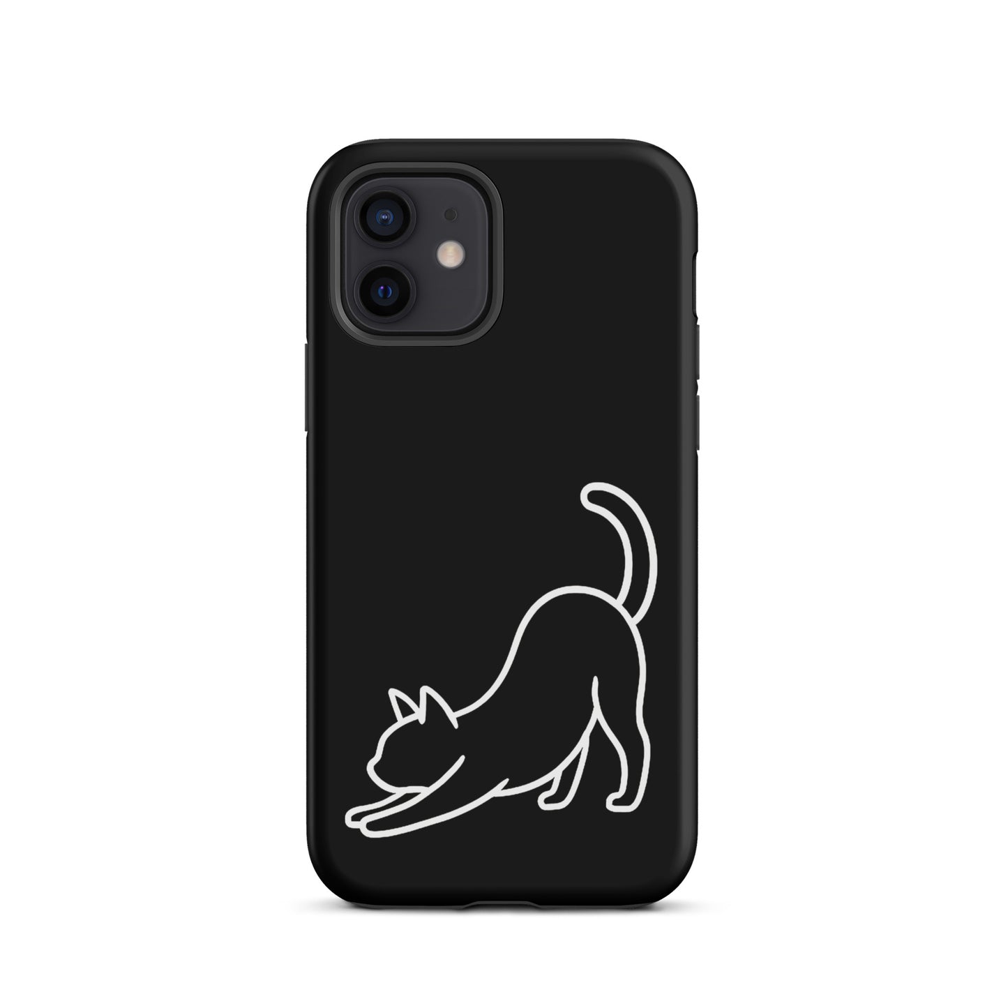Phone Case featuring minimalist stretching cat design for iPhone, offering stylish aesthetics and durable impact protection.