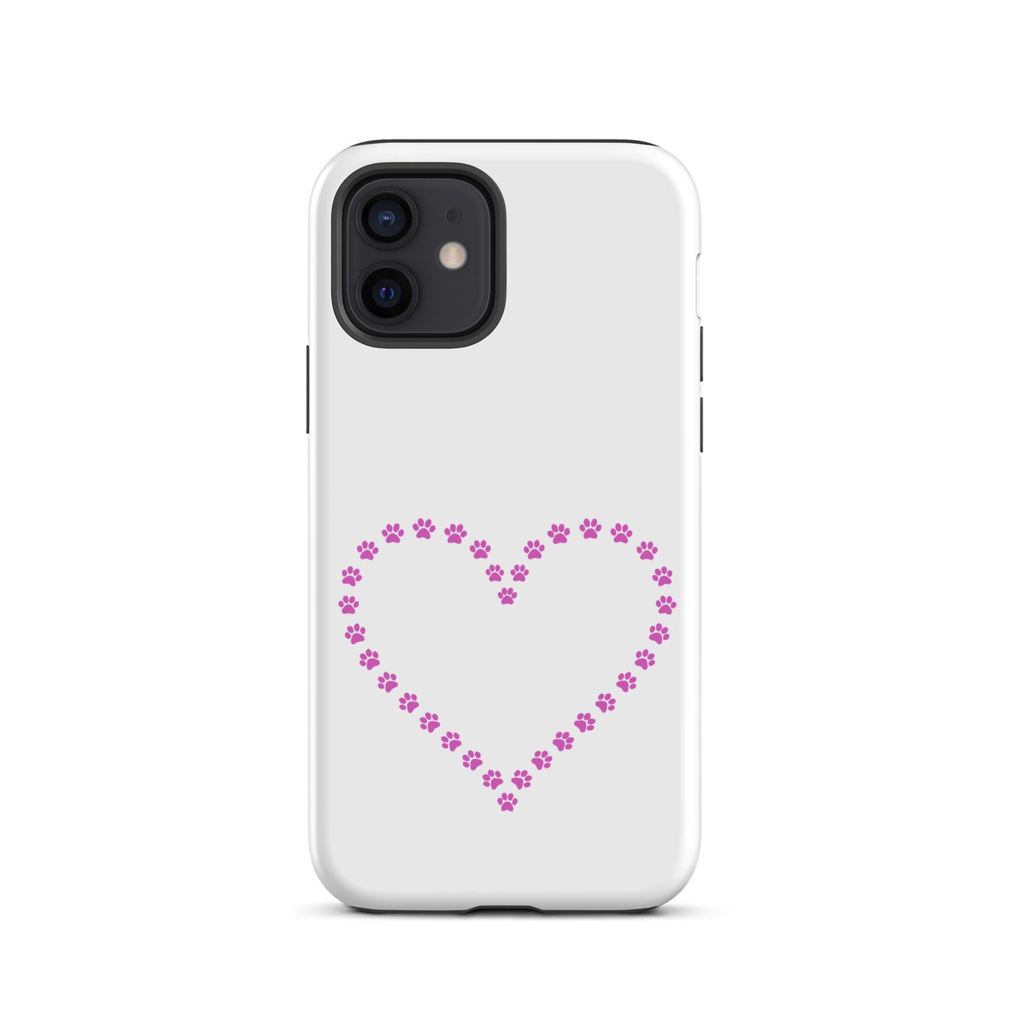 Phone Case for iPhone with cute pink paw print heart design, ideal for pet lovers seeking a stylish yet protective accessory.