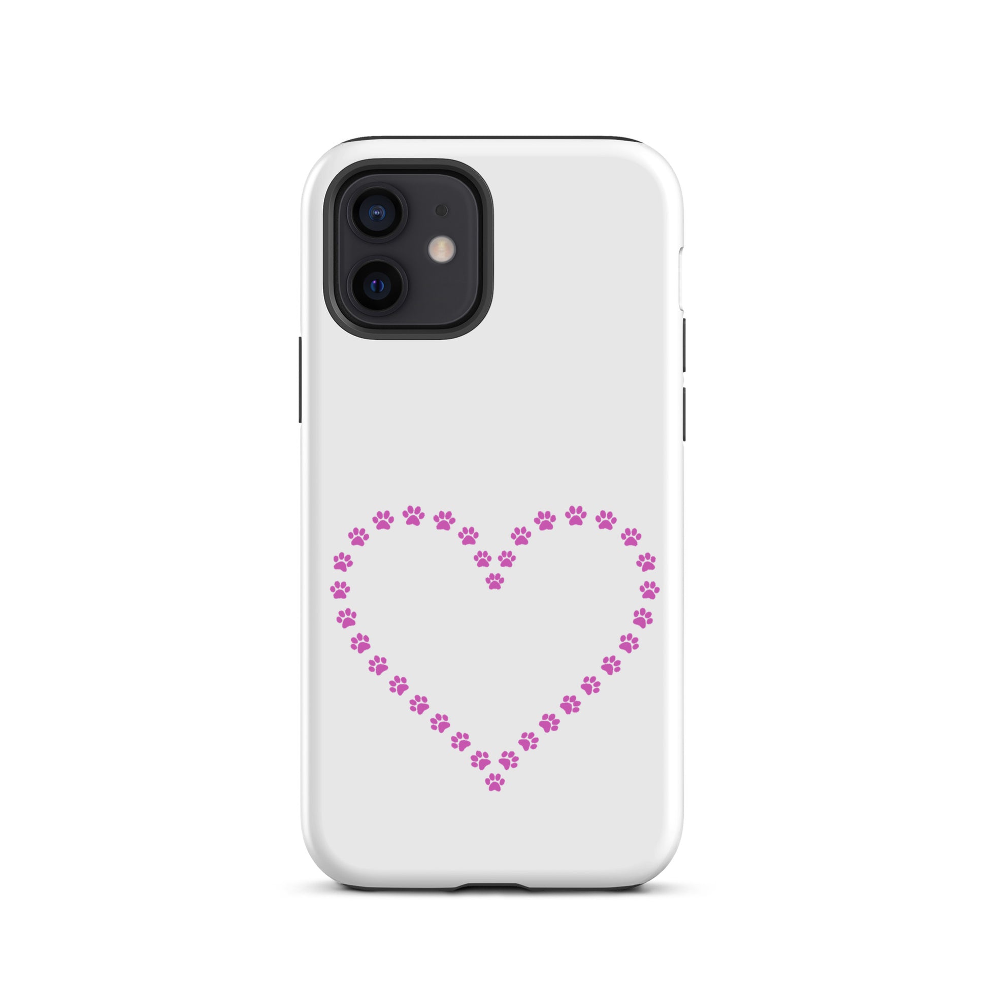 Phone Case for iPhone with cute pink paw print heart design, ideal for pet lovers seeking a stylish yet protective accessory.