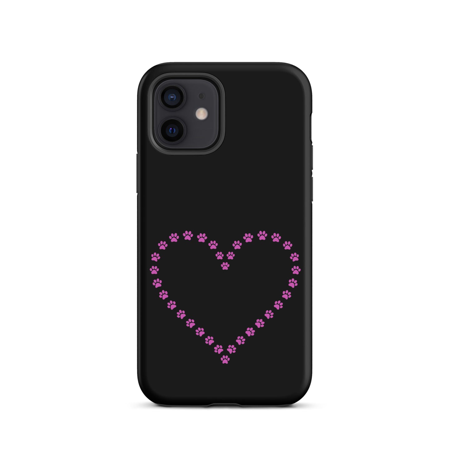 Phone Case for iPhone with paw print heart design, perfect for pet lovers seeking durability and charm.