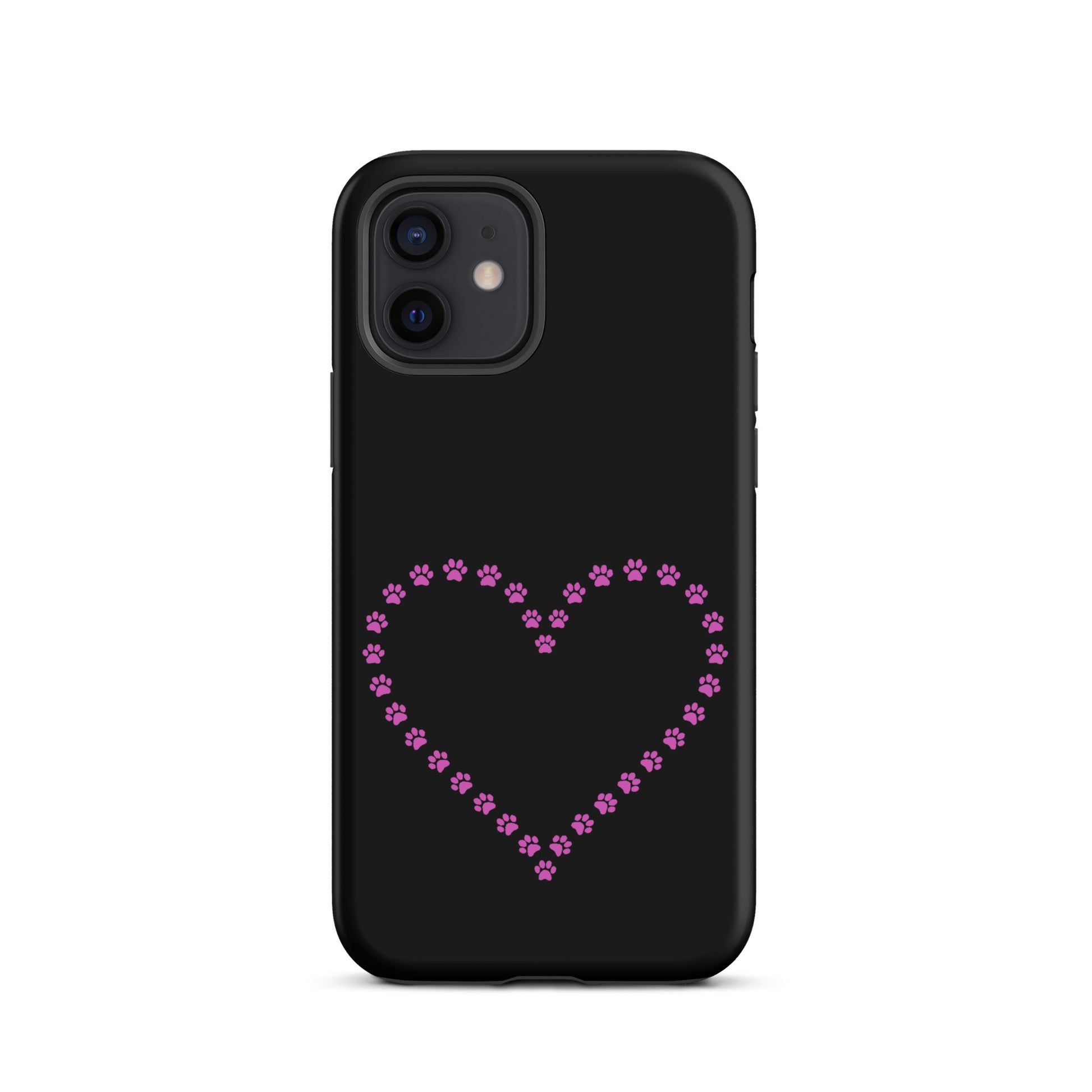 Phone Case for iPhone with paw print heart design, perfect for pet lovers seeking durability and charm.