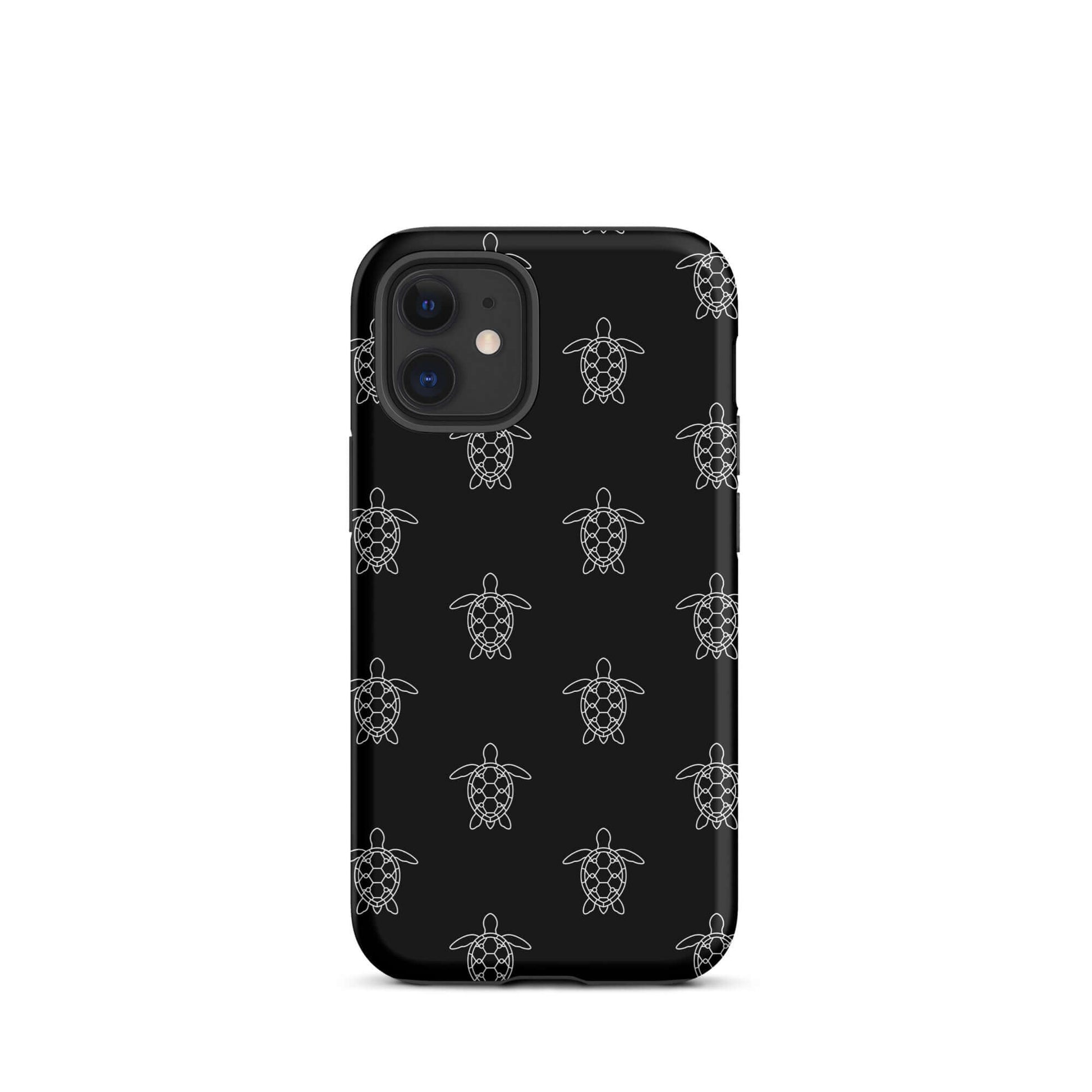Phone Case featuring minimalist sea turtle pattern in black and white design.