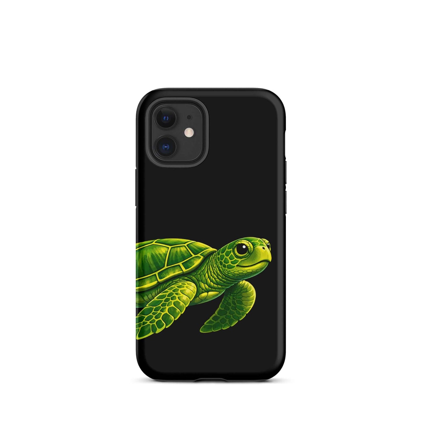 Phone Case featuring vibrant sea turtle design on a black background for style and protection.