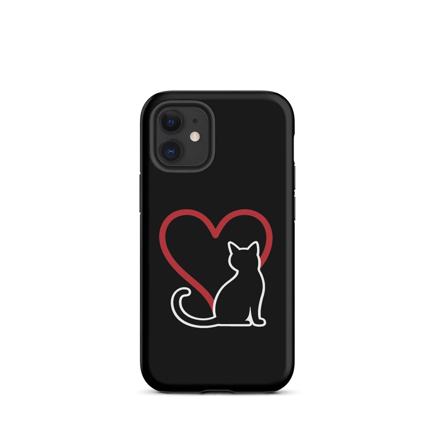Phone Case for iPhone featuring a minimalist cat design with a heart, perfect for cat lovers.