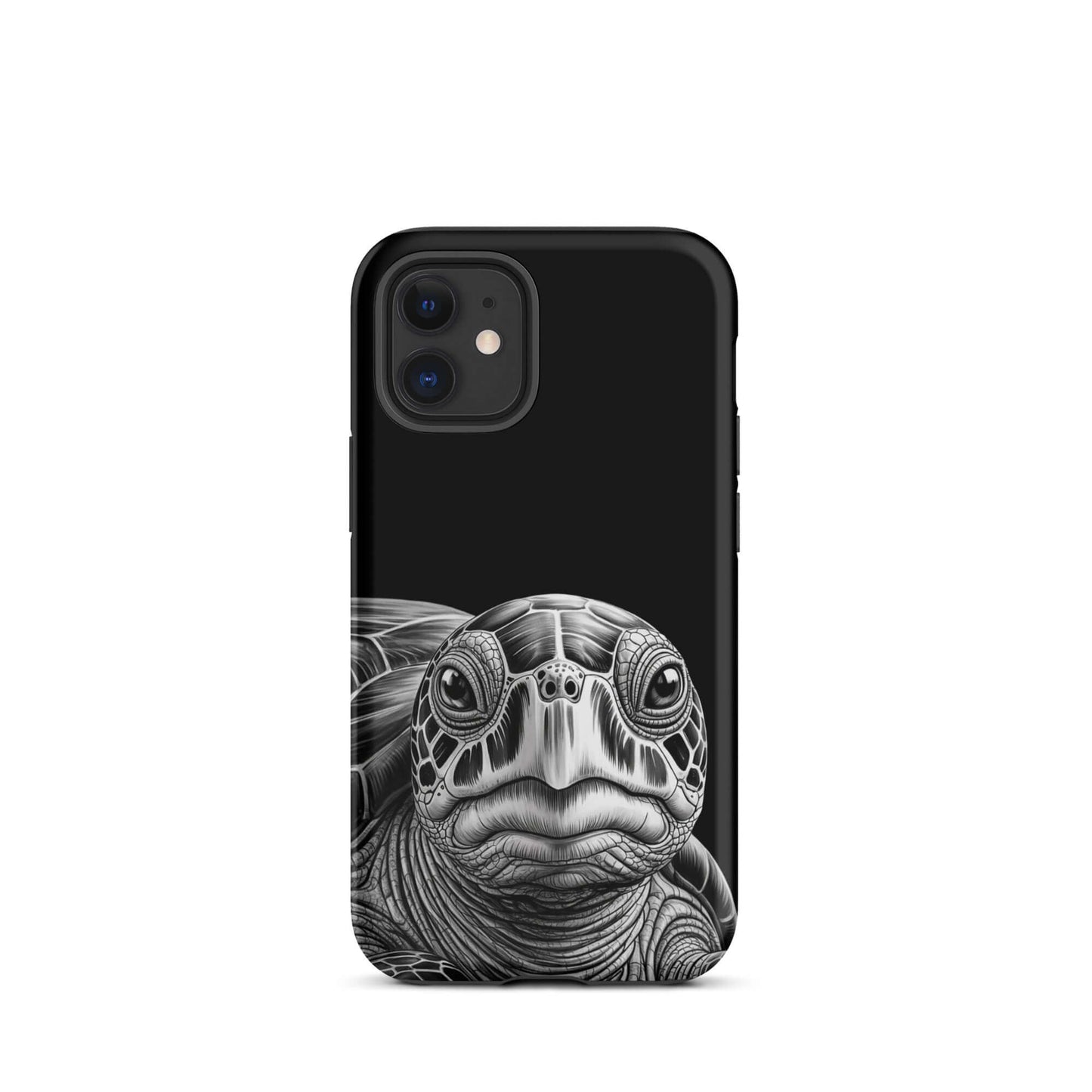 Phone Case for iPhone featuring ancient sea turtle art with detailed pencil sketch, capturing turtle's gaze and intricate shell design.
