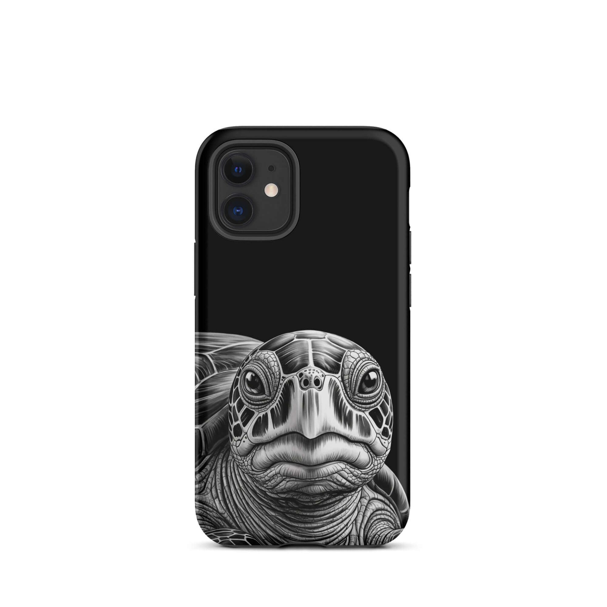 Phone Case for iPhone featuring ancient sea turtle art with detailed pencil sketch, capturing turtle's gaze and intricate shell design.