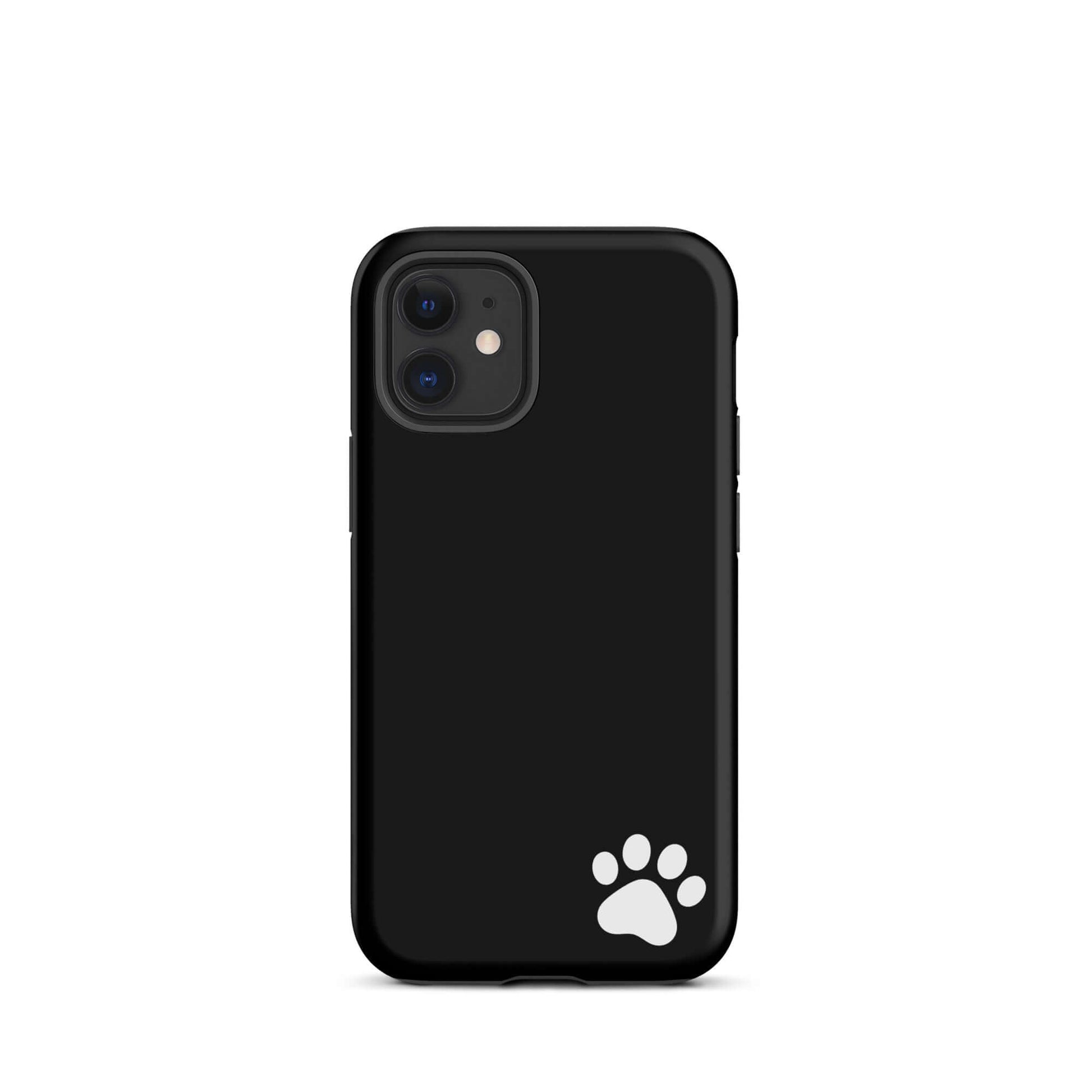 Phone Case for iPhone - black with white paw print design, minimalist and tough, perfect for animal lovers and pet parents.