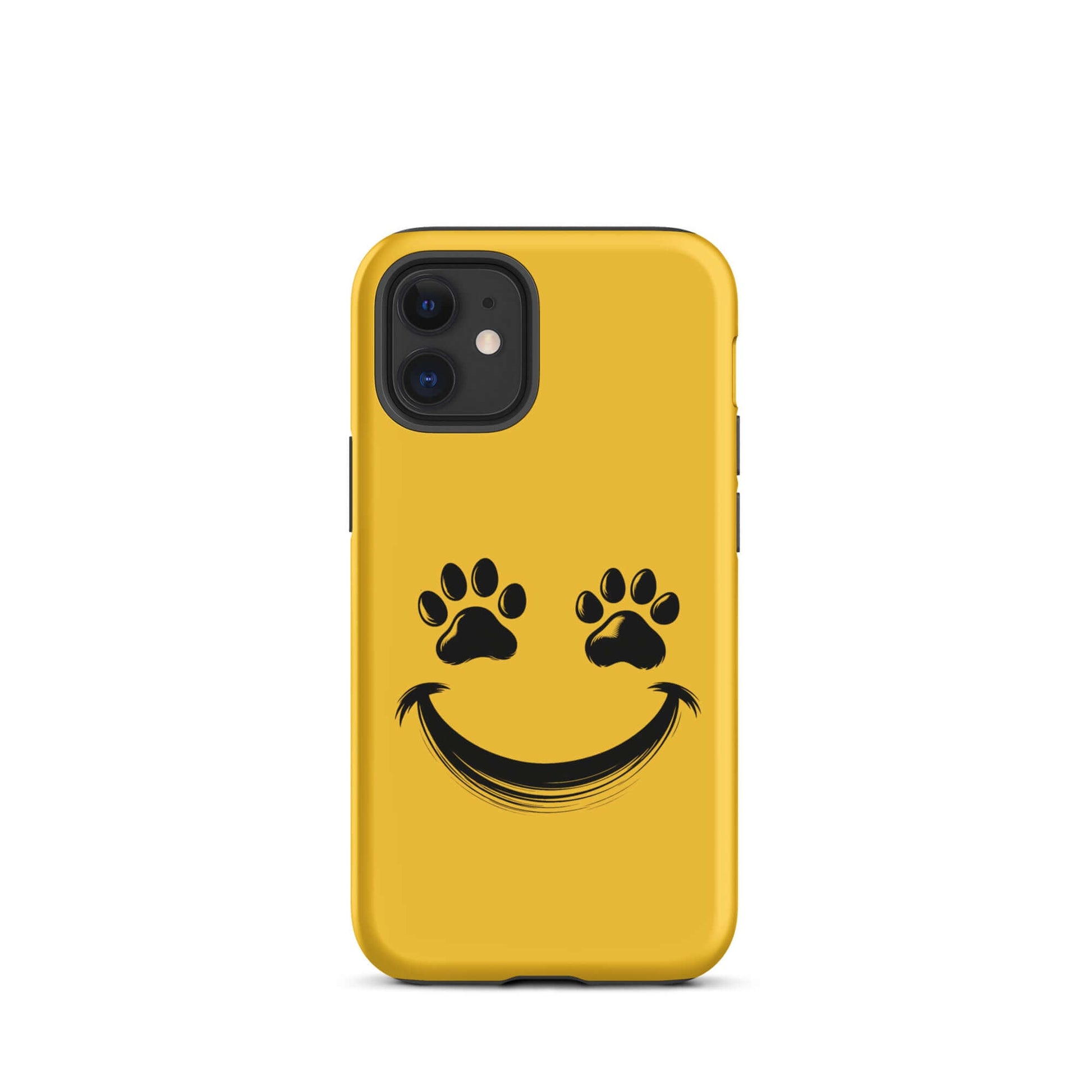 Phone Case with smiley face and paw prints design for pet lovers, perfect for iPhone, adds charm and durability to your device.